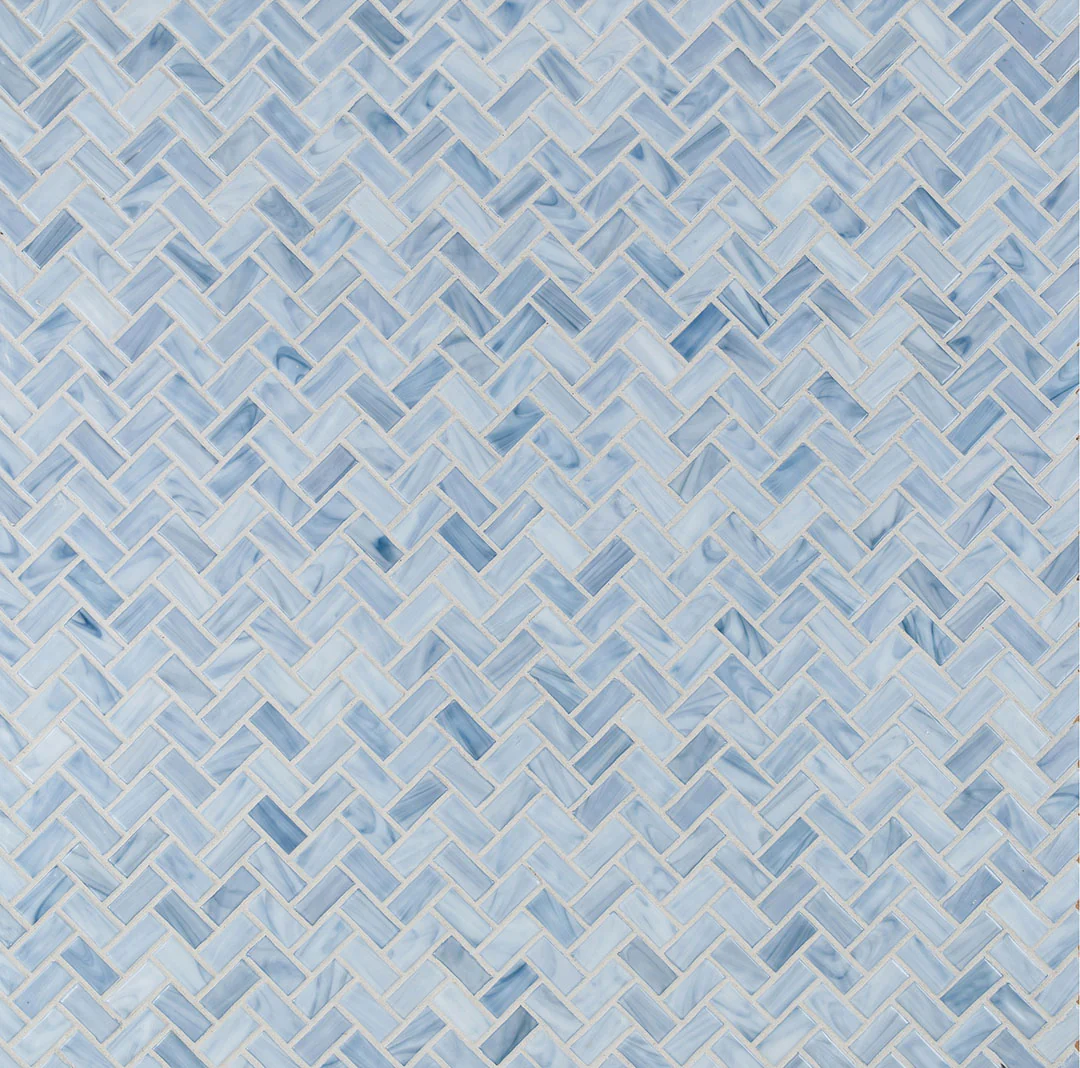 Shimmer Herringbone Mosaic 12X12 Tide Textured
