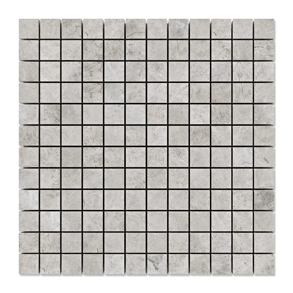 Silver Shadow Marble 1X1 Square Mosaic 12X12 Silver Shadow Honed
