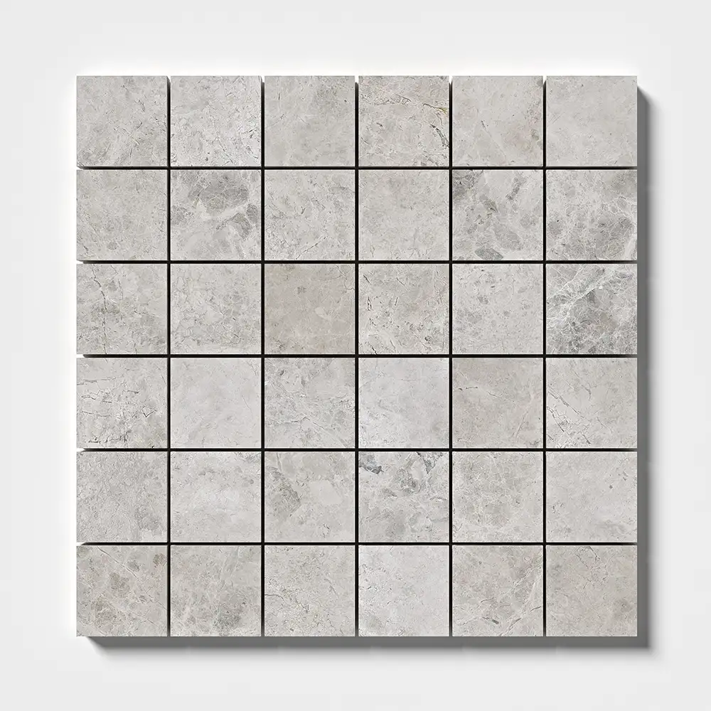Silver Shadow Marble 2X2 Square Mosaic 12X12 Silver Shadow Honed