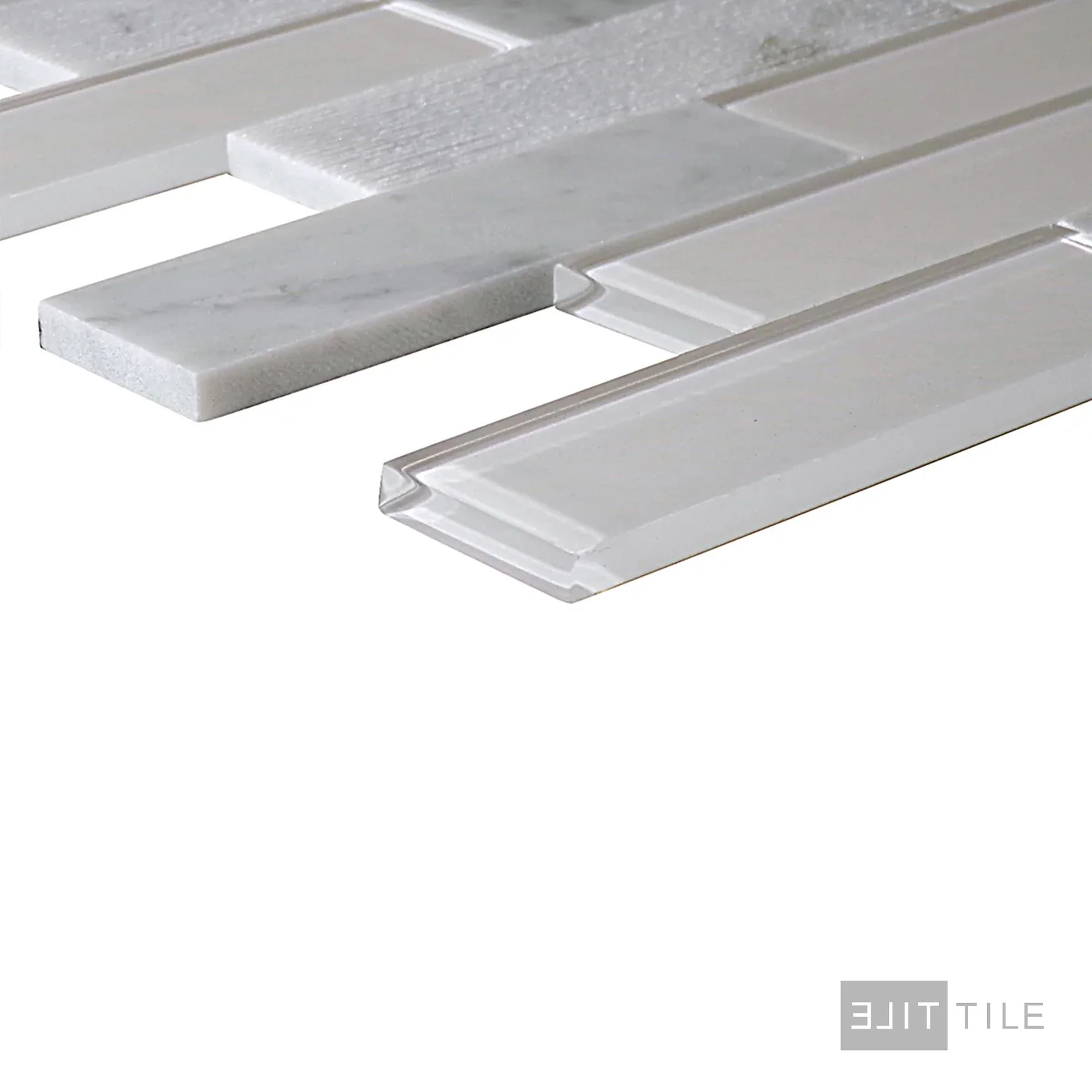 Simplystick Mosaix 1.25X4 Natural Stone Mosaic 12X12 Carrara White And Glass Blend - Image 3