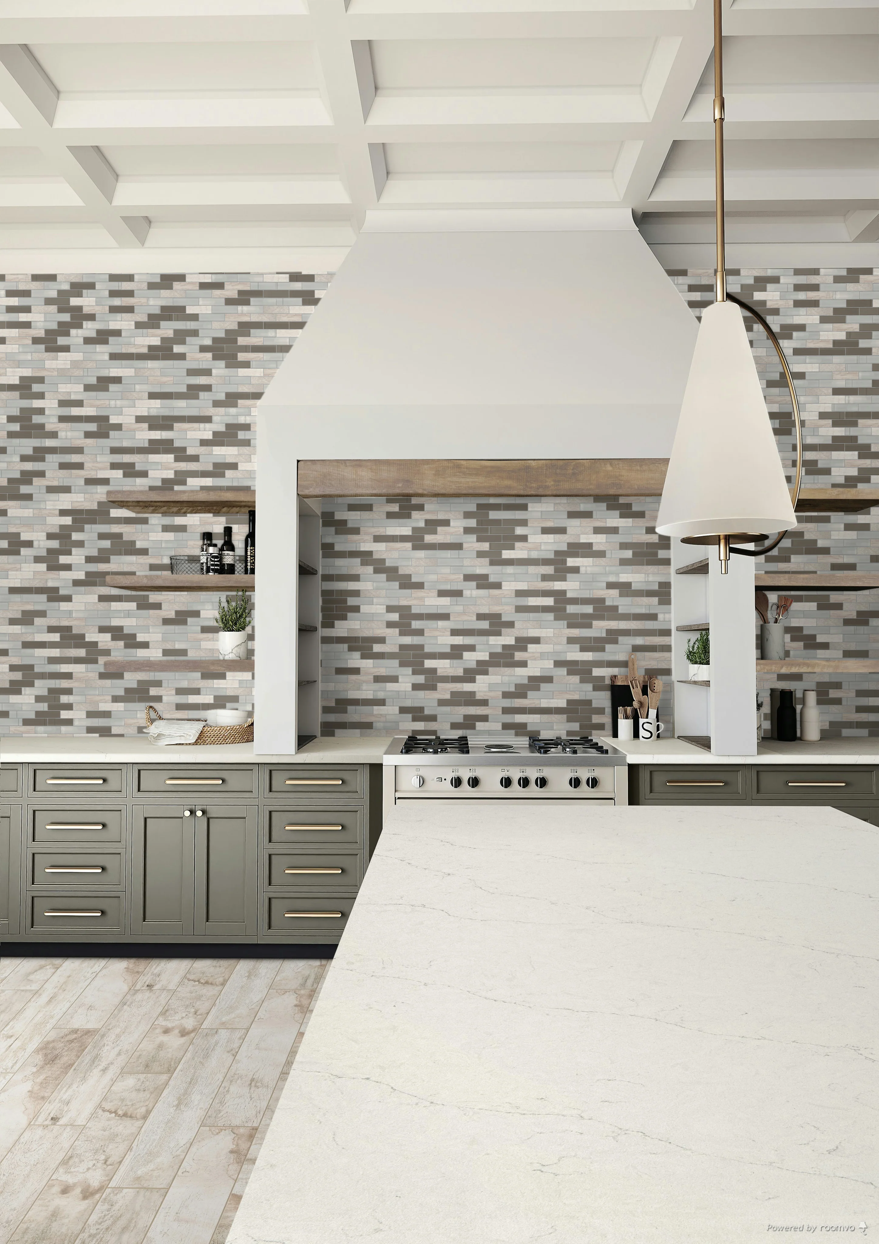 Simplystick Mosaix 4 Natural Stone Mosaic 12X11 Chenille White And Glass Blend Honed - Image 2