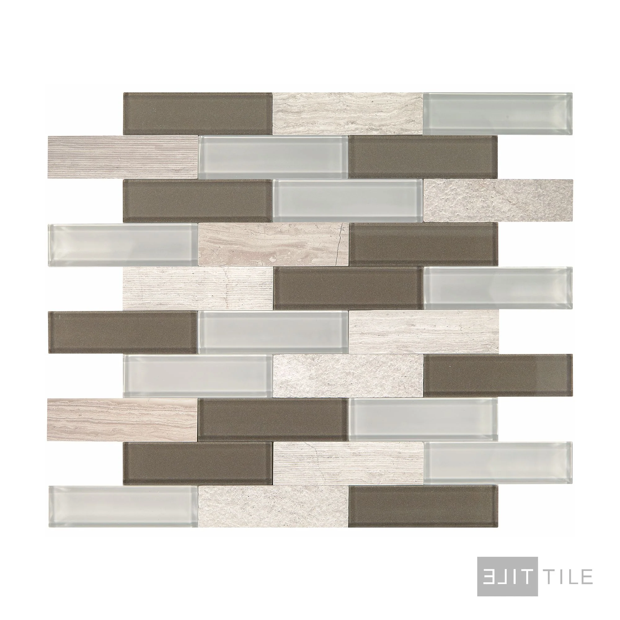 Simplystick Mosaix 1.25X4 Natural Stone Mosaic 12X12 Chenille White And Glass Blend - Image 3