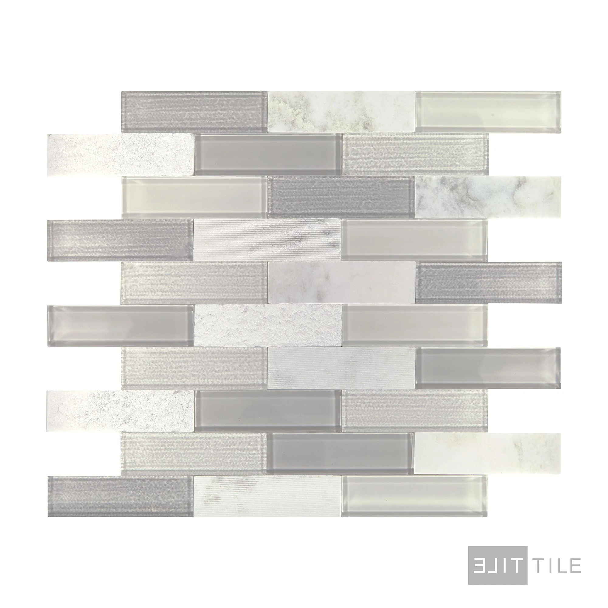 Simplystick Mosaix 1.25X4 Natural Stone Mosaic 12X12 Daphne White And Glass Blend - Image 2