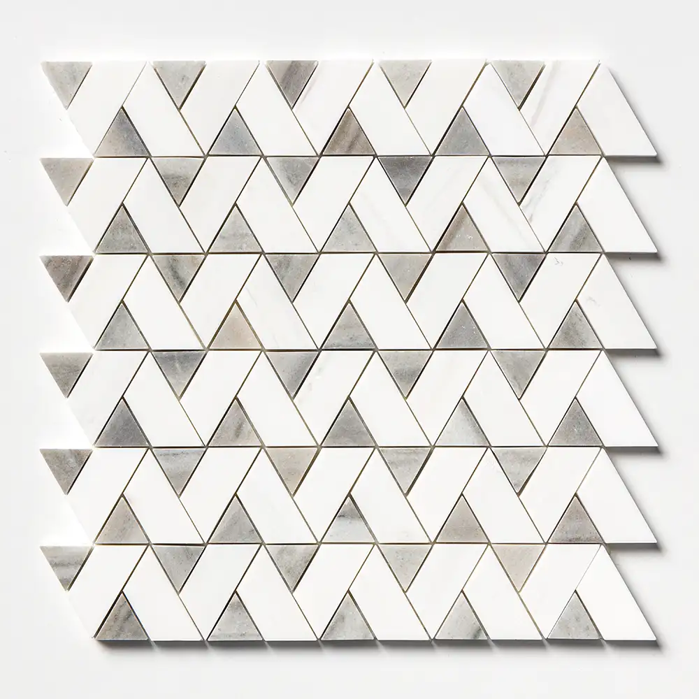 Skyline Honed Marble Monte Mosaic 12-3/8X12-3/8 Skyline Snow White Honed - Image 3