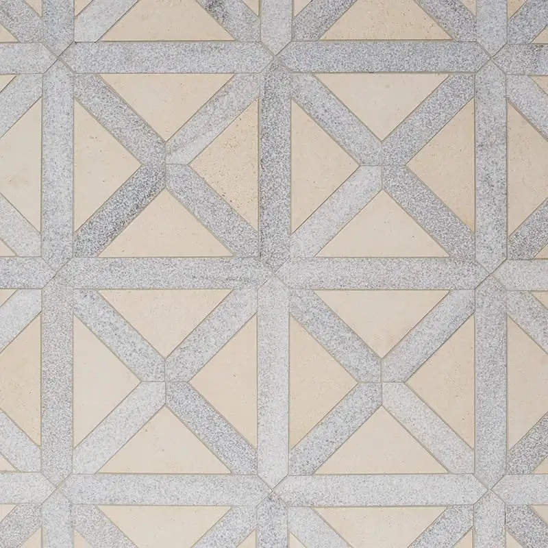 Skyline Honed Marble Large Lattice Mosaic 13-7/8X13-7/8 Champagne Skyline Multi Finish
