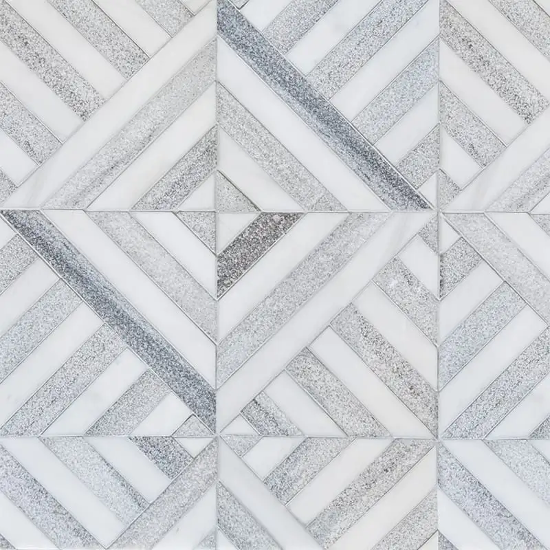 Skyline Honed Marble Ponte Mosaic 14-5/16X14-5/16 Skyline Snow White Multi Finish