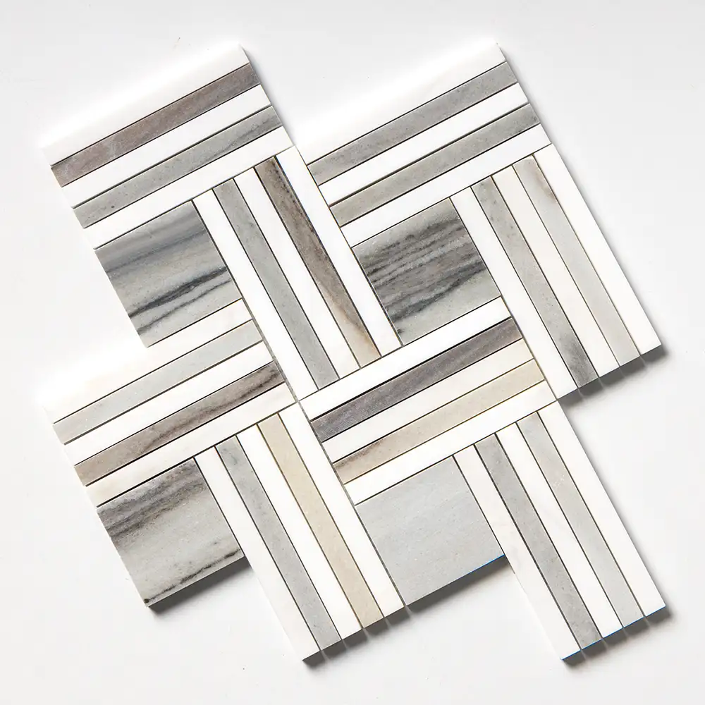 Skyline Polished Marble Maze Basket Mosaic 14-15/16X17-11/16 Skyline Snow White Honed&Polished - Image 3
