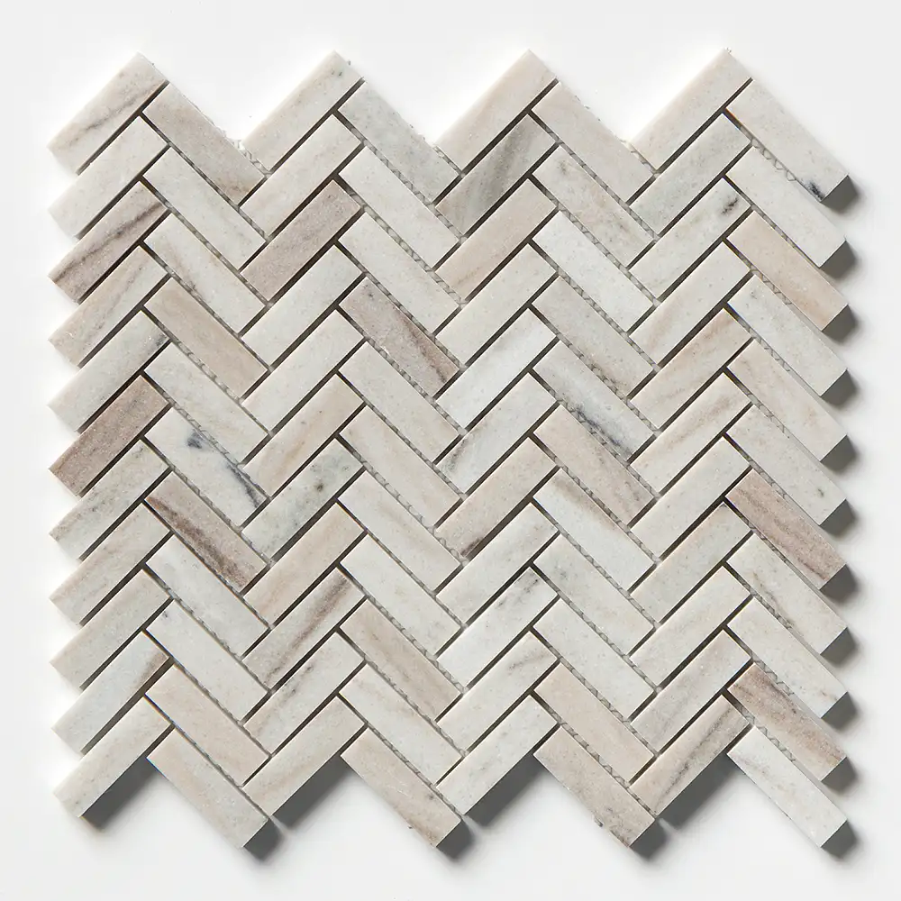 Skyline Polished Marble 5/8X2 Herringbone Mosaic 12-1/8X13-3/8 Skyline Polished - Image 3