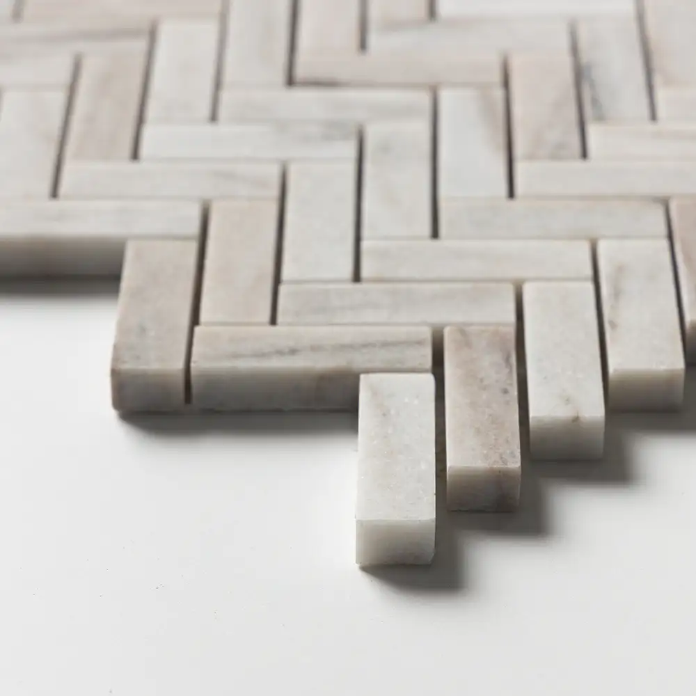 Skyline Polished Marble 5/8X2 Herringbone Mosaic 12-1/8X13-3/8 Skyline Polished - Image 4