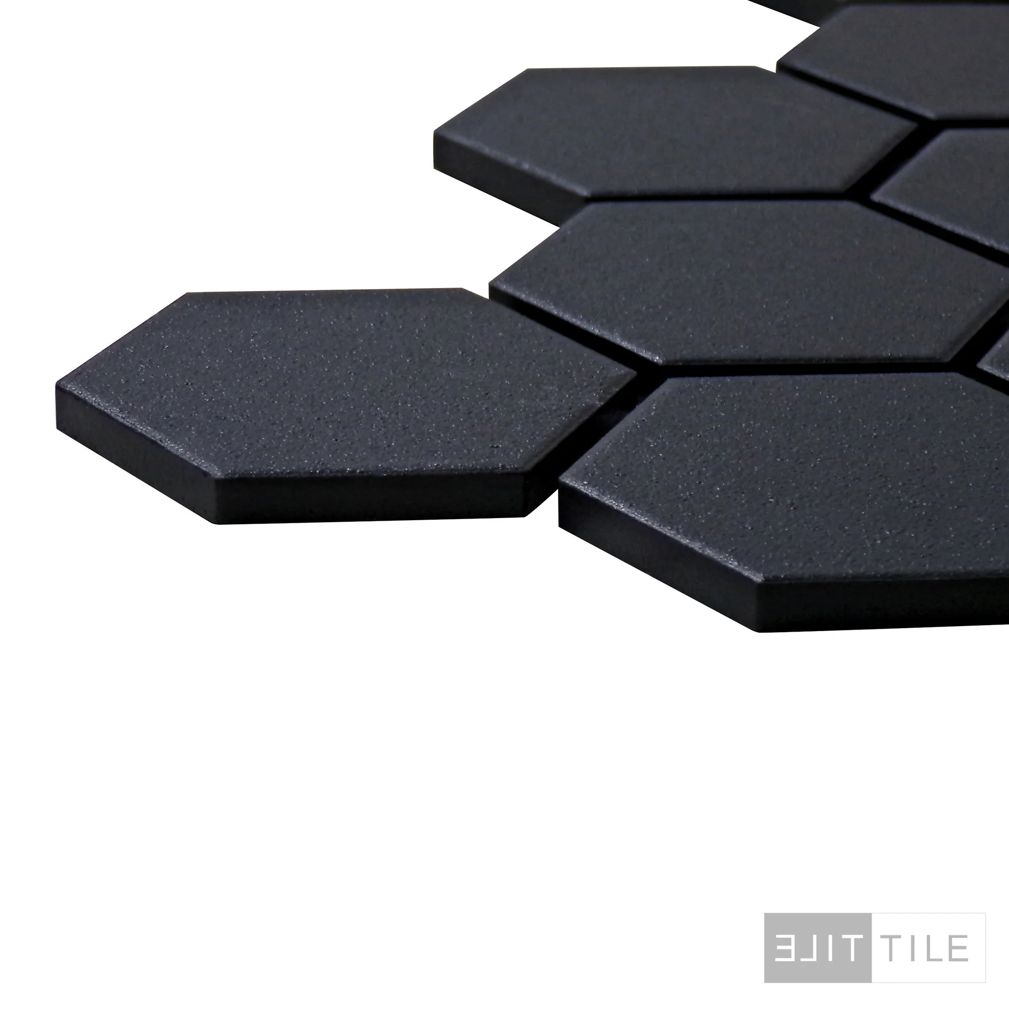 Solids Porcelain Mosaic 2X2 Hex 12X12 Black Matte - Image 4