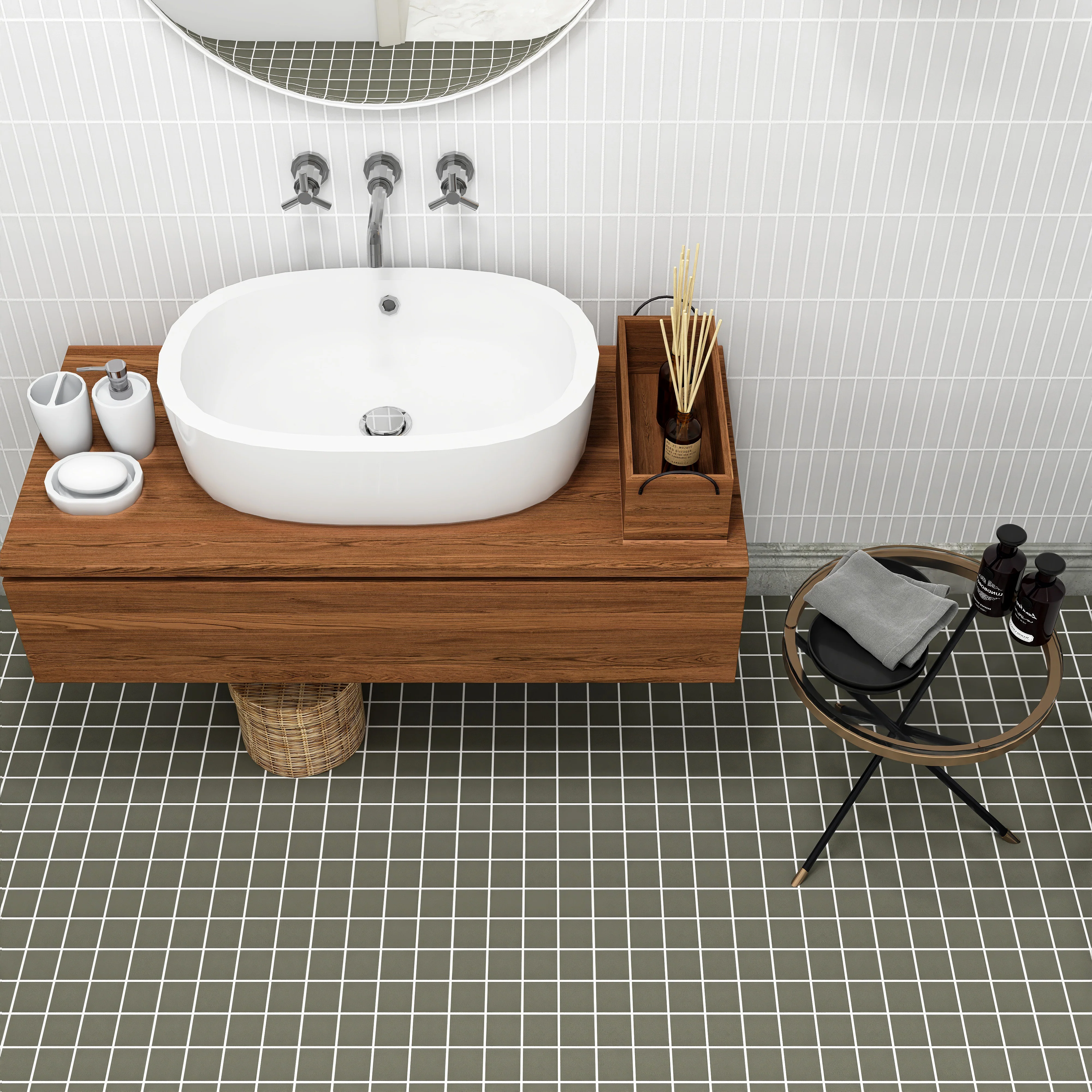 Solids Porcelain Mosaic 2X2 Square 12X12 Dark Gray Matte - Image 2