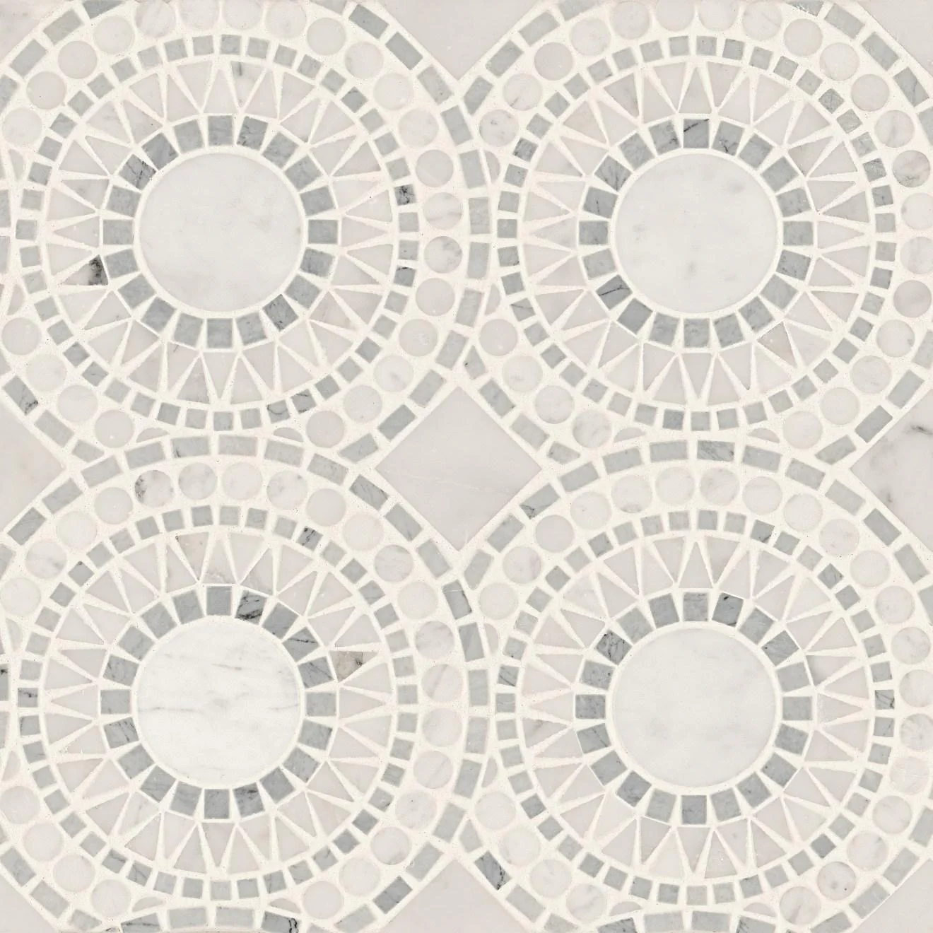 Solis Marble Blend Mosaic Honed 14.25X14.25 White Carrara/Bardiglio