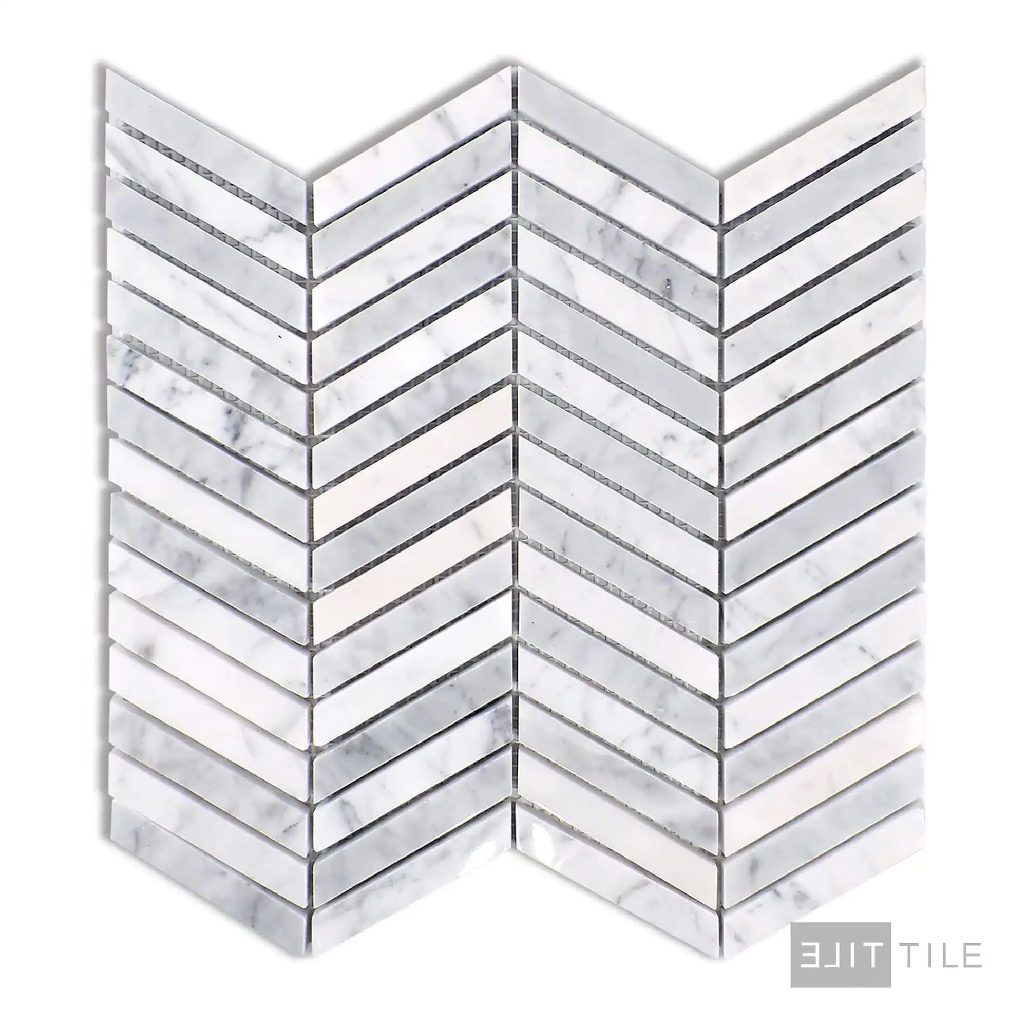 Sto-Re 5/8X3 Chevron Marble Mosaic 10.5X10 Carrara Polished - Image 2