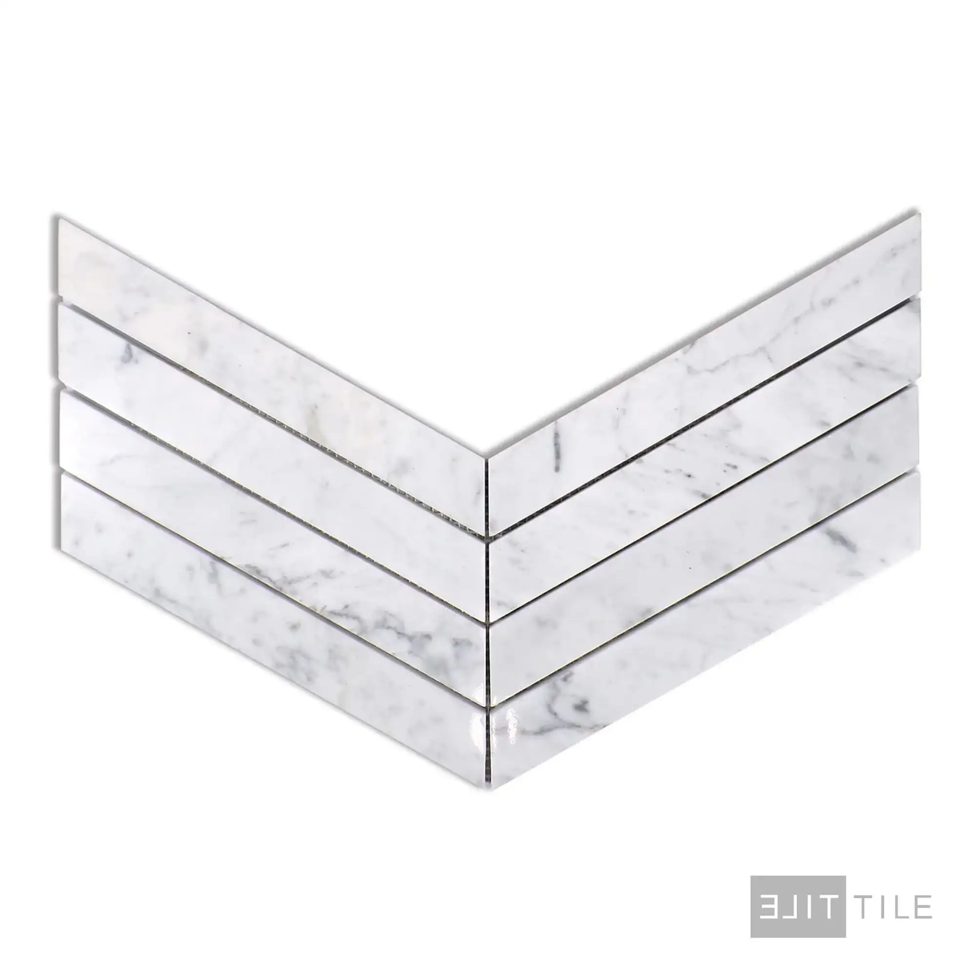 Sto-Re 1-1/2X9 Chevron Marble Mosaic 10X10 Carrara Polished - Image 2