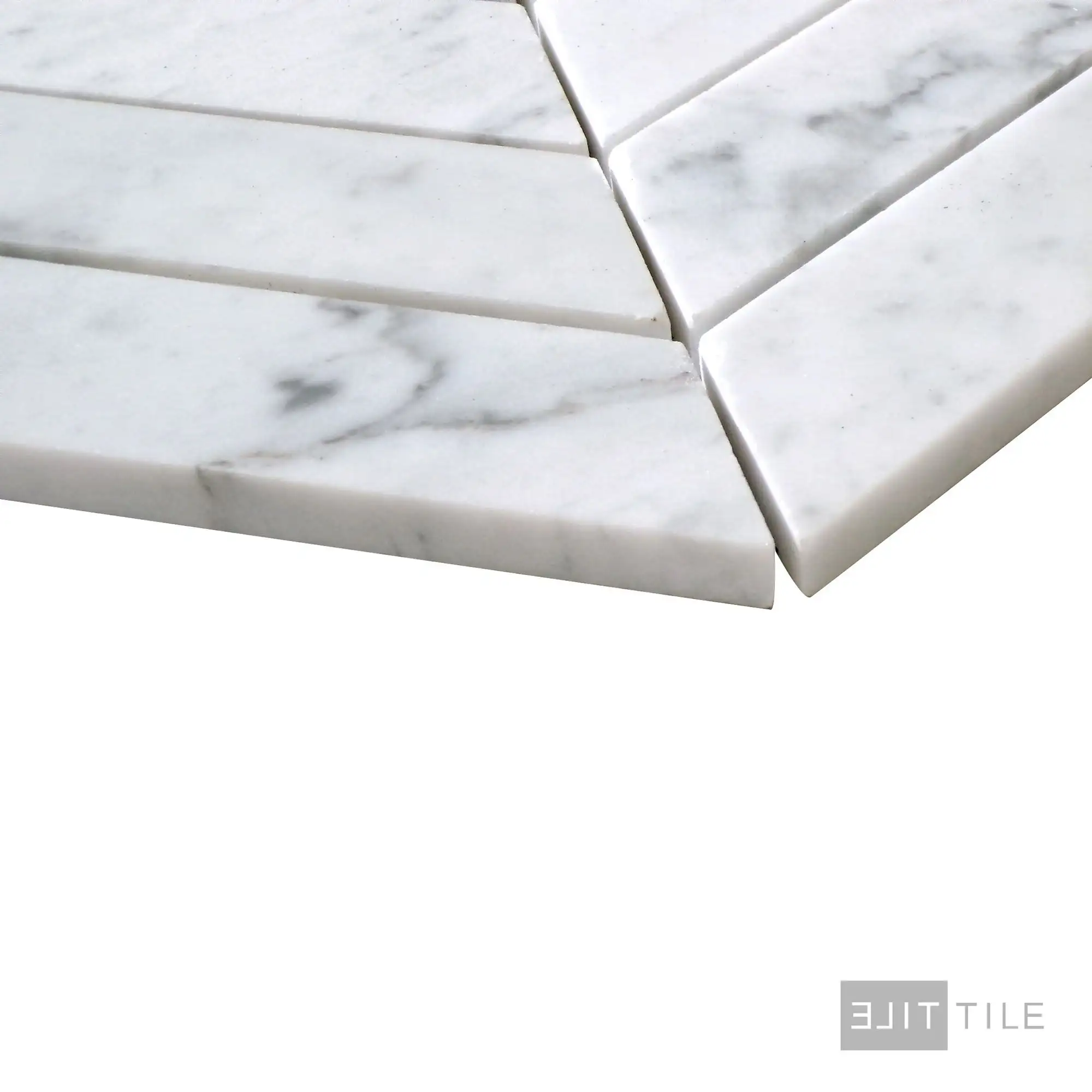 Sto-Re 1-1/2X9 Chevron Marble Mosaic 10X10 Carrara Polished - Image 3