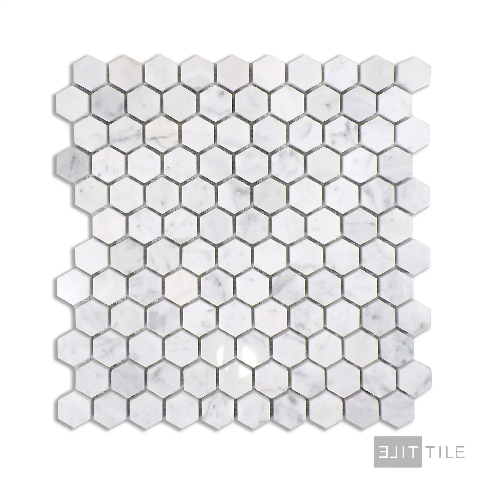 Sto-Re 1-1/8" Hexagon Marble Mosaic 12X12 Carrara Polished - Image 2