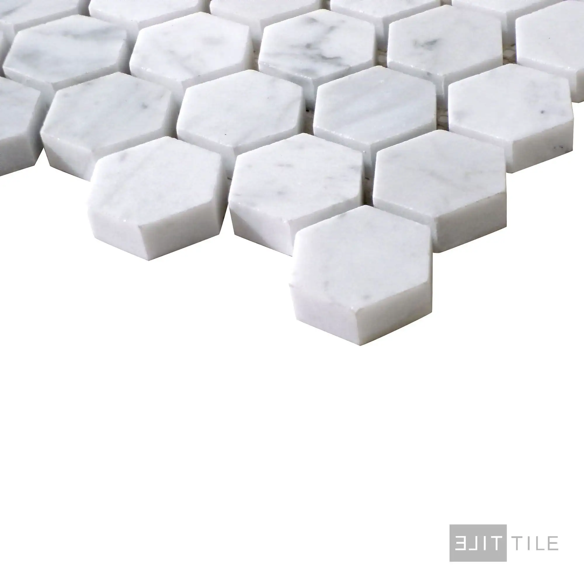 Sto-Re 1-1/8" Hexagon Marble Mosaic 12X12 Carrara Polished - Image 3