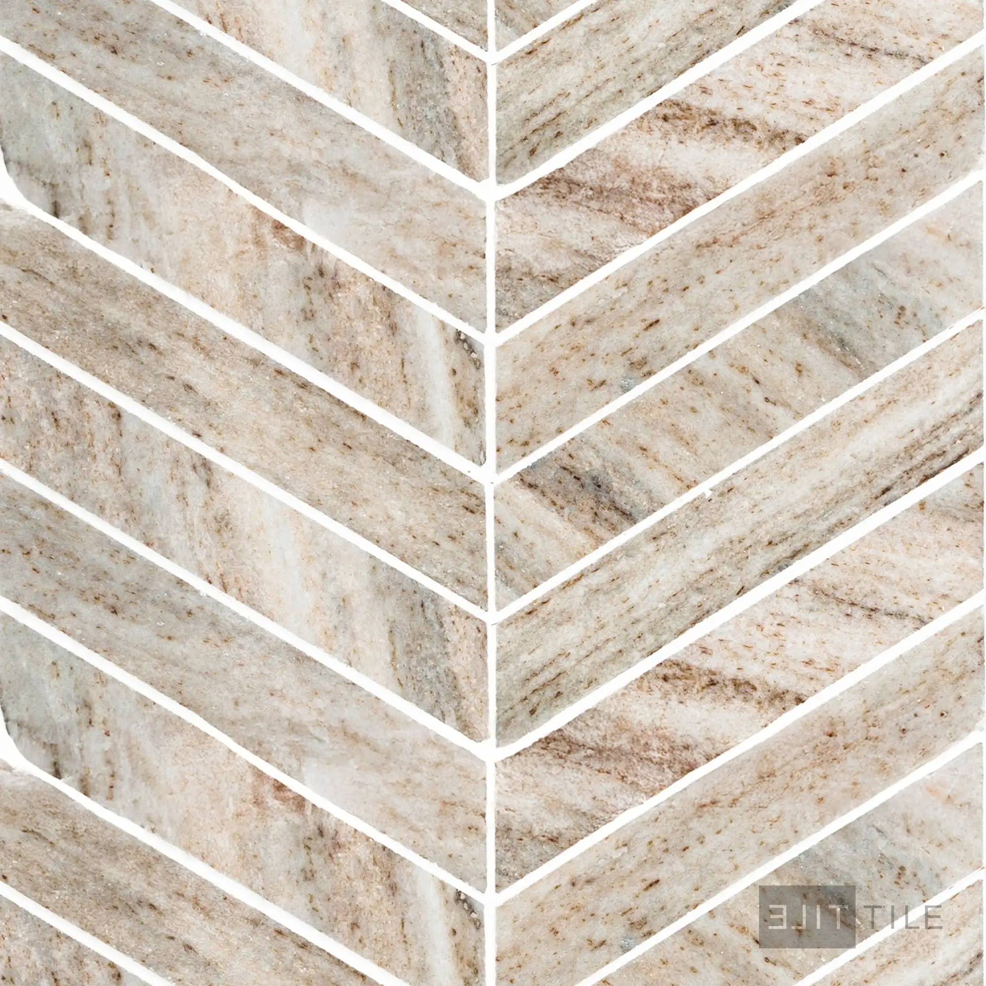 Sto-Re 1-1/2X9 Chevron Marble Mosaic 10X10 Ocean White Polished
