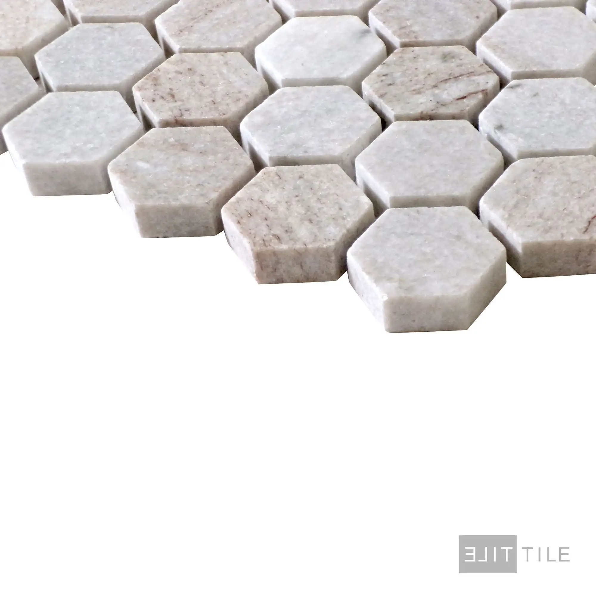 Sto-Re 1-1/8" Hexagon Marble Mosaic 12X12 Ocean White Polished - Image 3