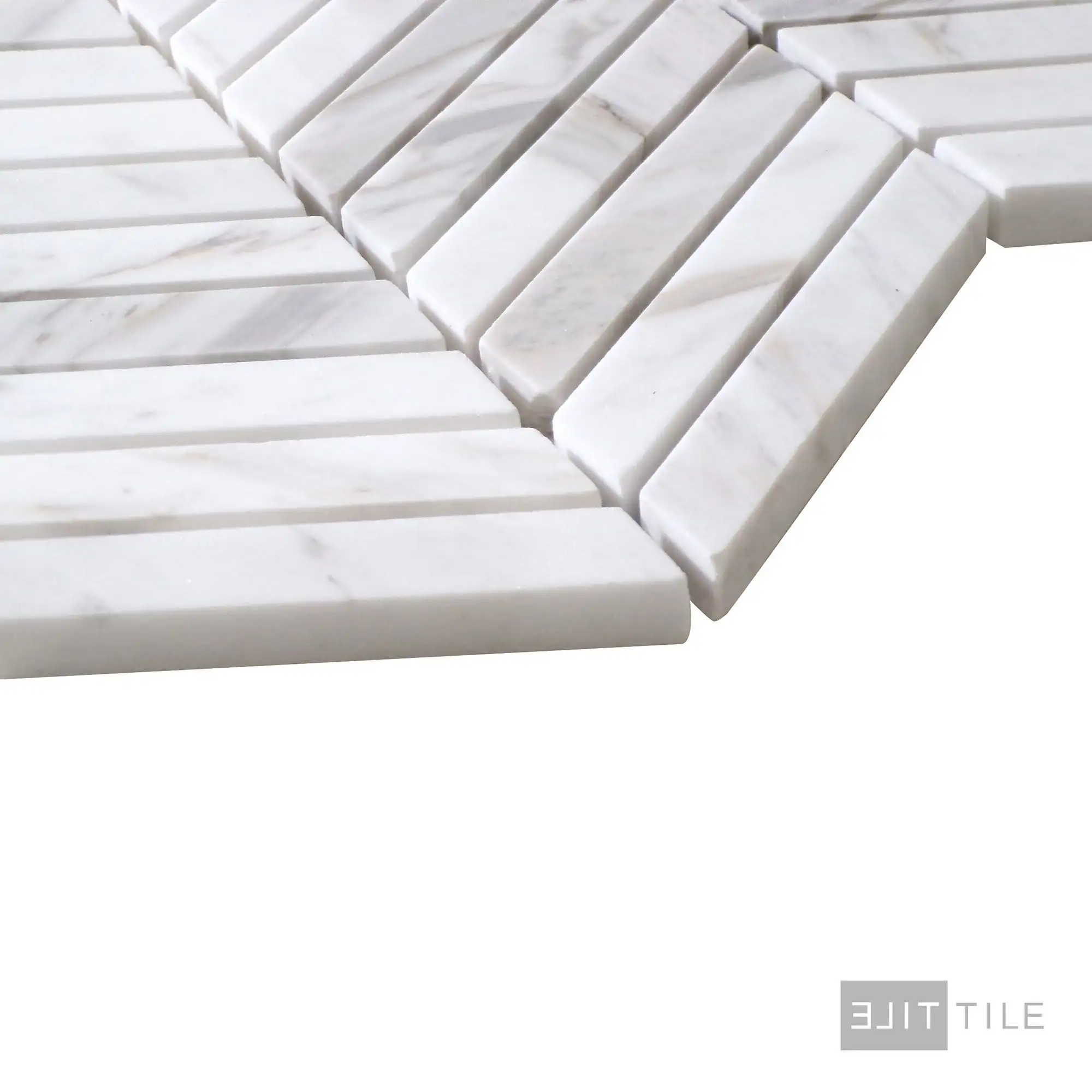 Sto-Re 5/8X3 Chevron Marble Mosaic 10.5X10 Volakas Polished - Image 3