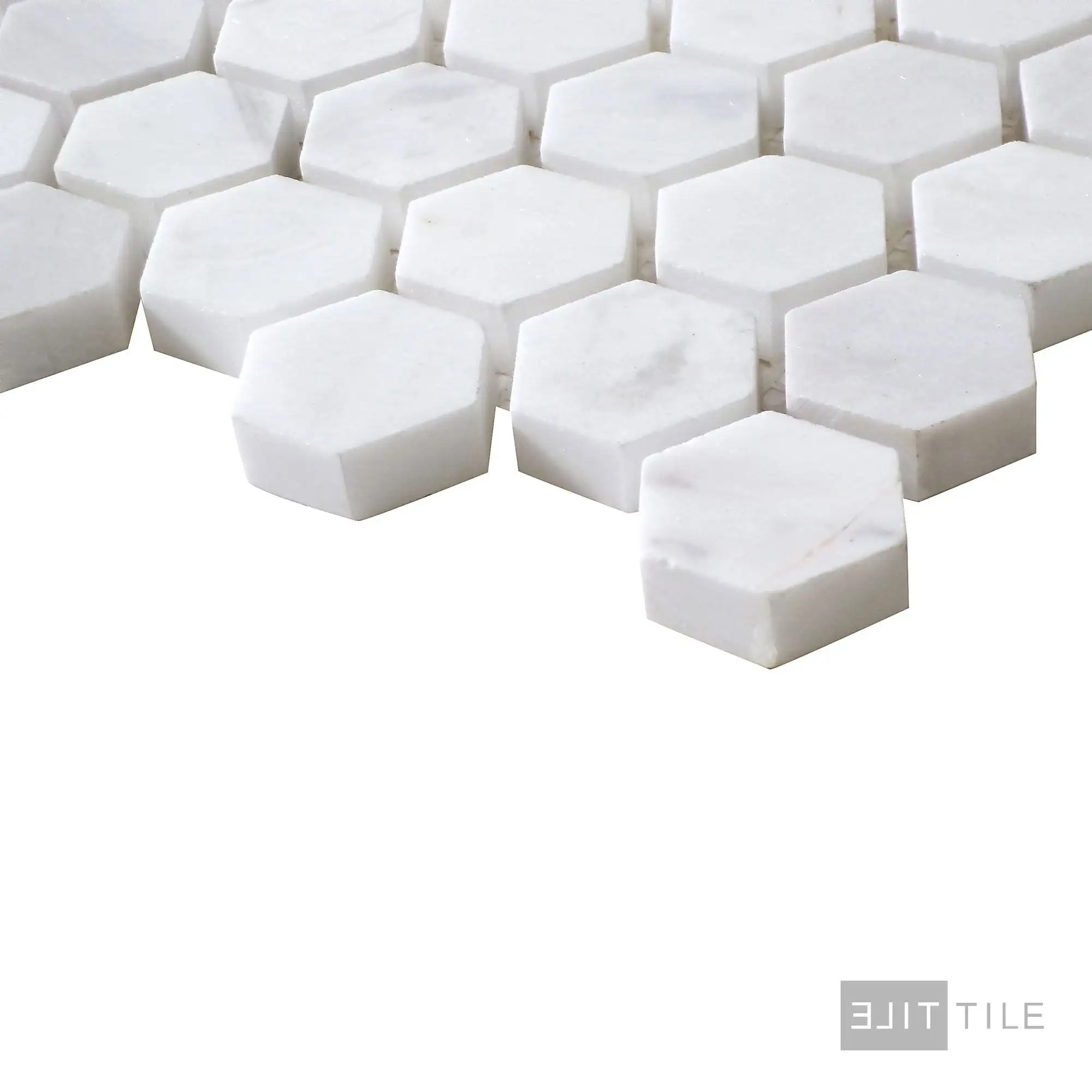 Sto-Re 1-1/8" Hexagon Marble Mosaic 12X12 Volakas Polished - Image 3
