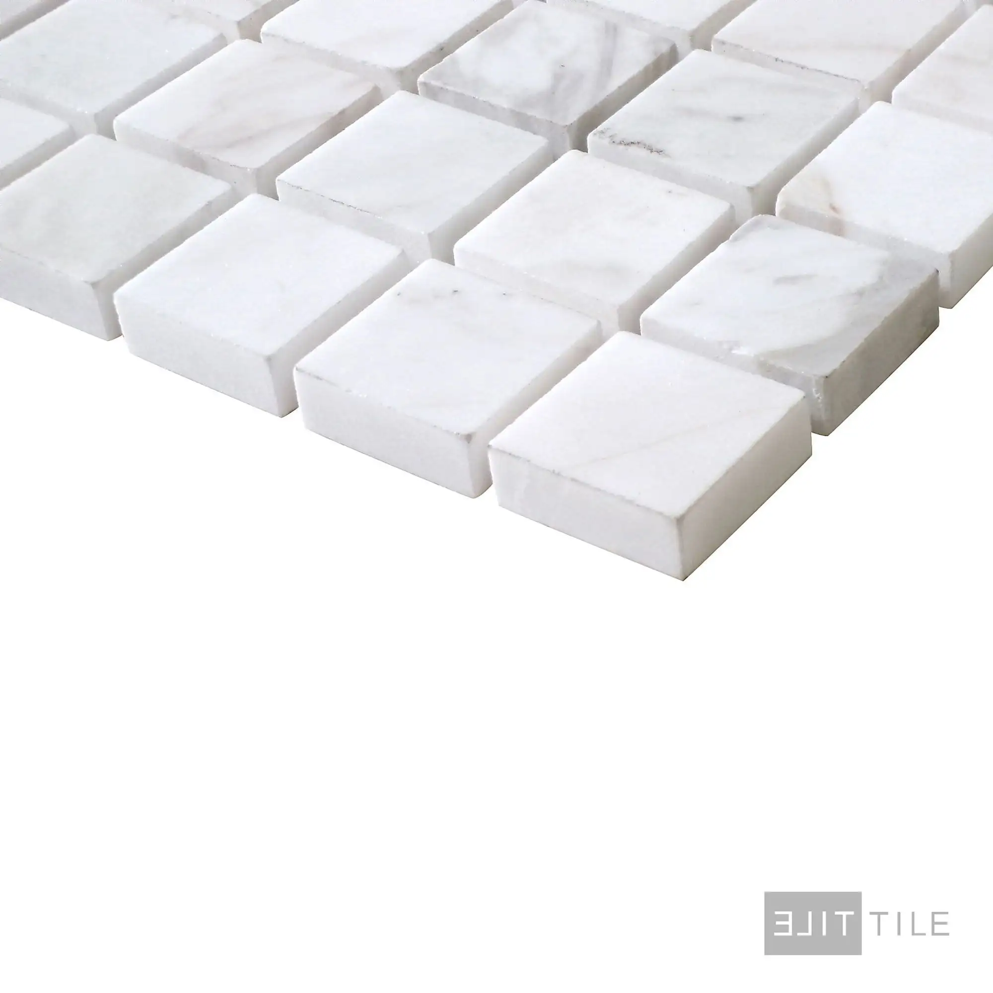 Sto-Re 1-1/8X1-1/8 Square Marble Mosaic 12X12 Volakas Polished - Image 3
