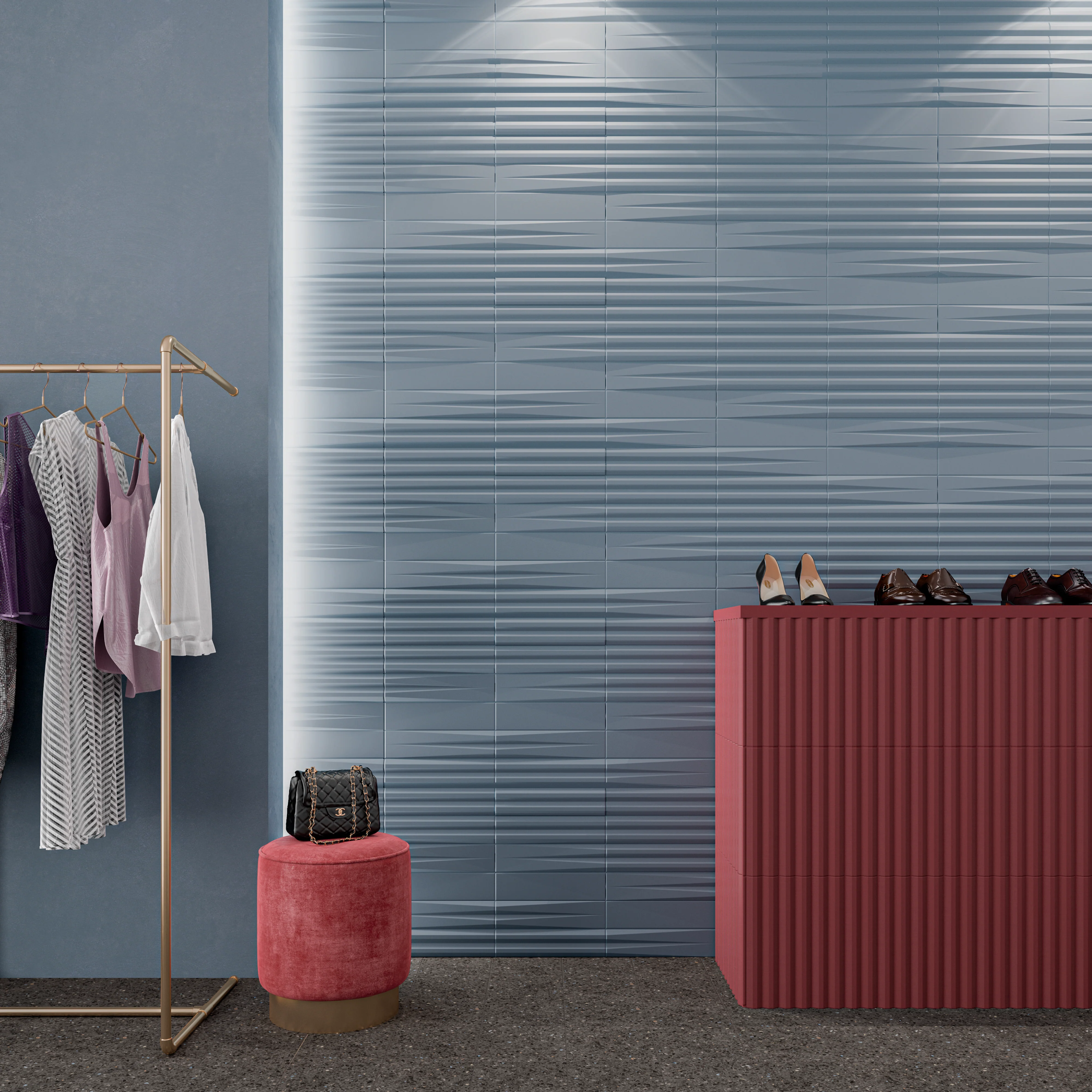 Stripes Transition Matte 3X12 Teal - Image 2