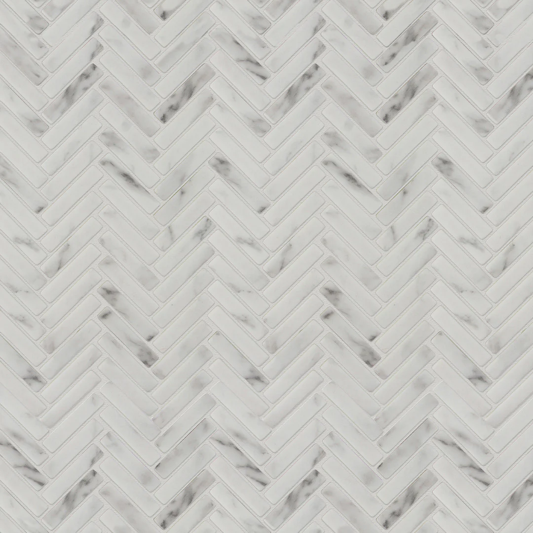 Studio Marble Impressions Herringbone Mosaic 12X12 Grey/White Honed
