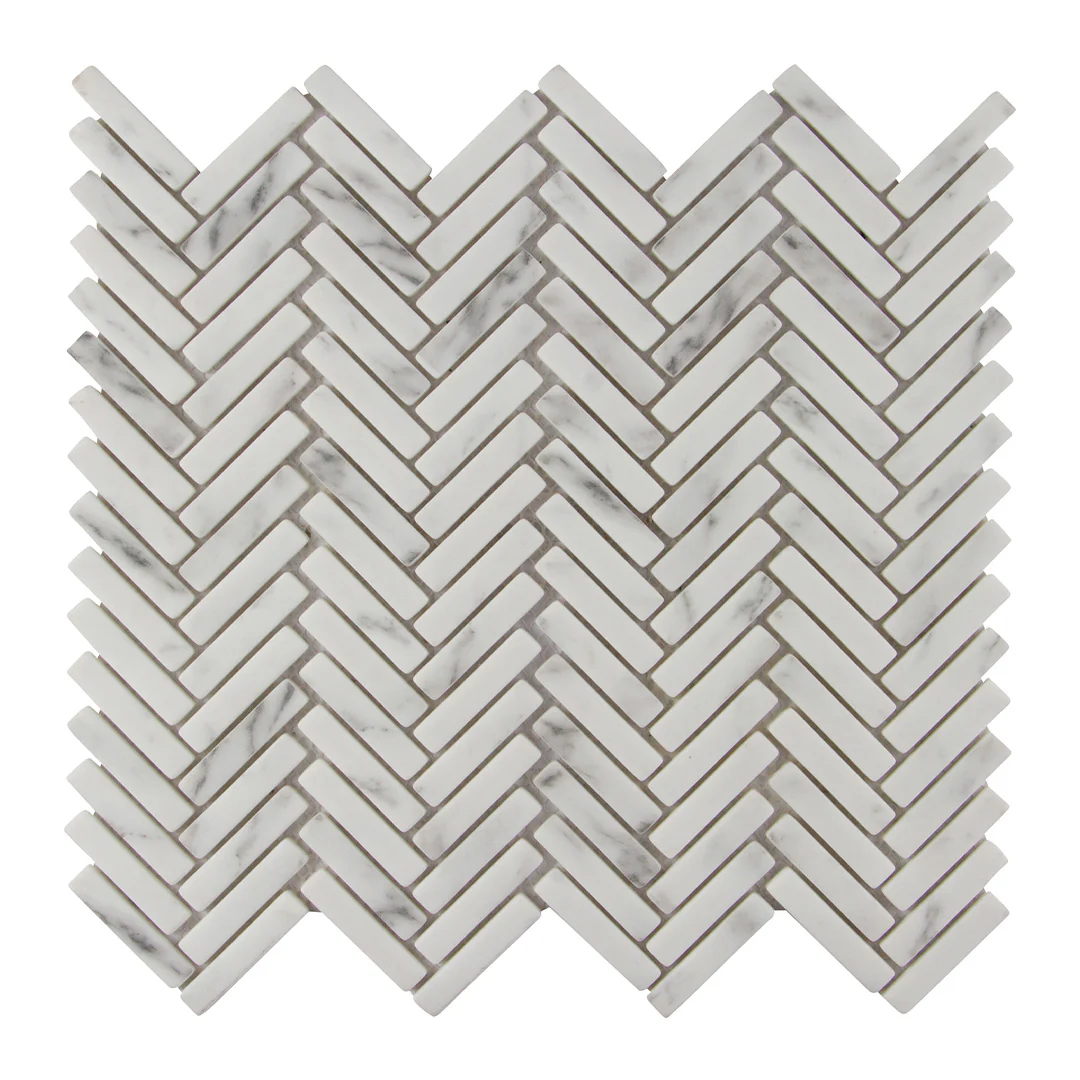 Studio Marble Impressions Herringbone Mosaic 12X12 Grey/White Honed - Image 3