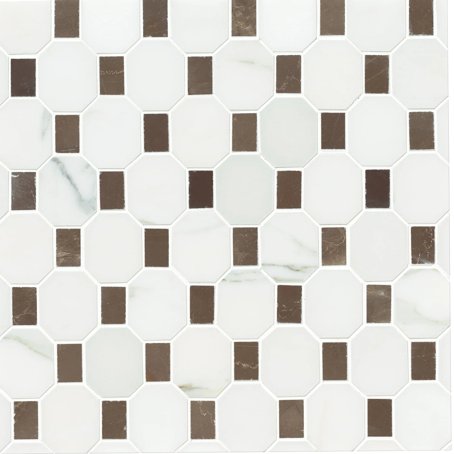 Studio Moderne Stone Mosaic 11-1/2X11-1/8 Calacata/Cafe Bruno Honed