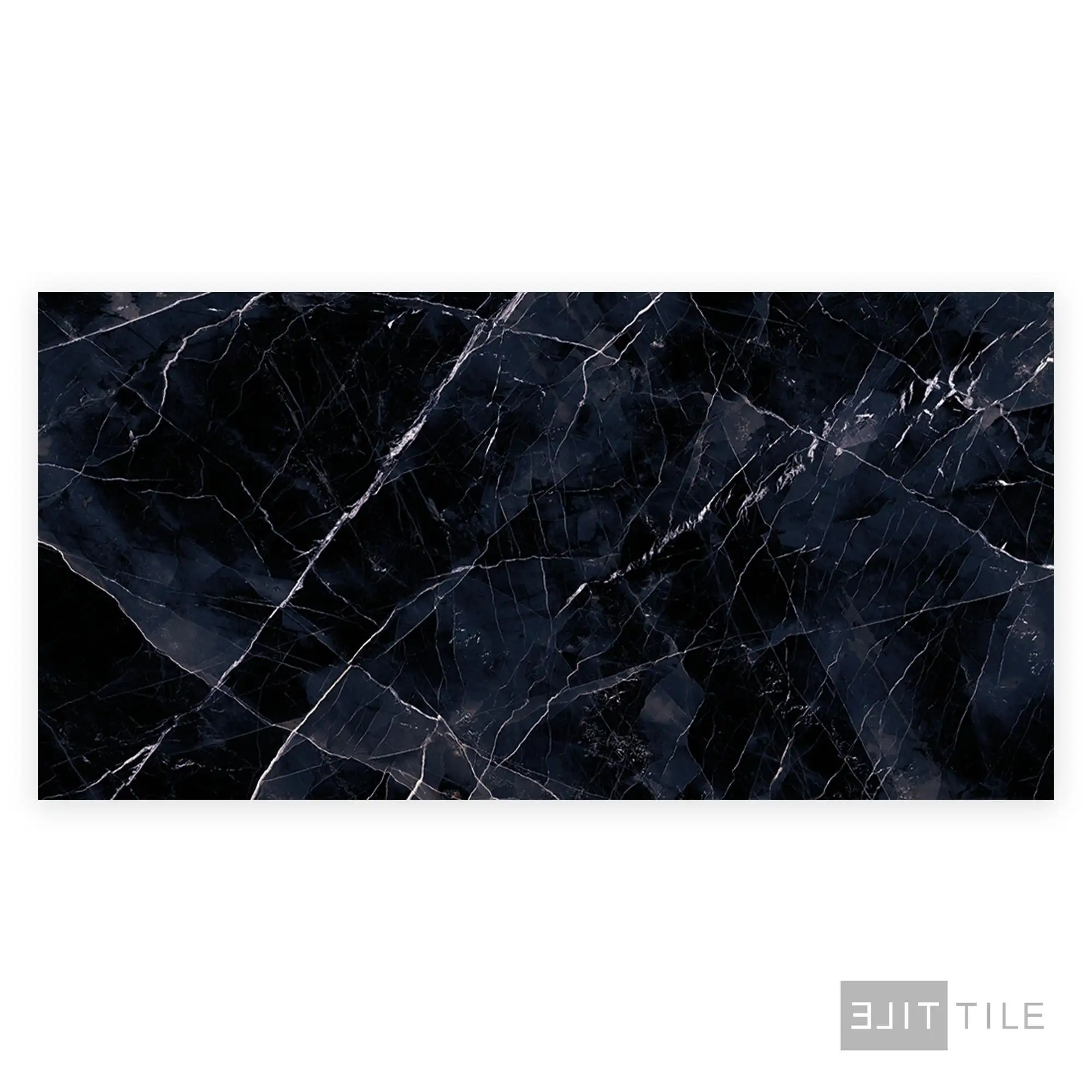 Tele Di Marmo Revolution Porcelain Large Format Field Tile 24X48 Calacatta Black Polished - Image 3