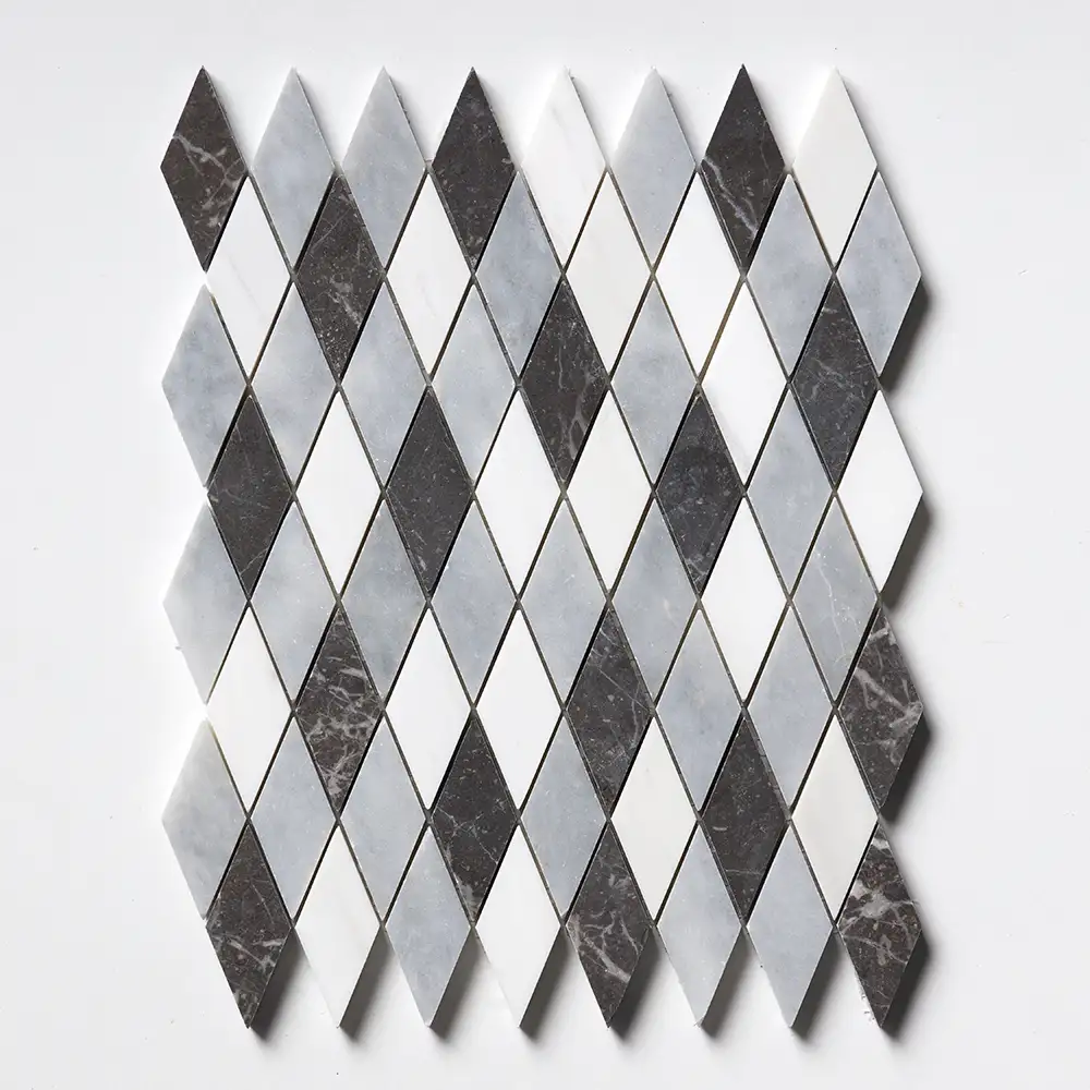 Tessa Hazem Mosaic 10-1/8X12-1/8 Allure Iris Black Bianco Dolomiti Honed - Image 3