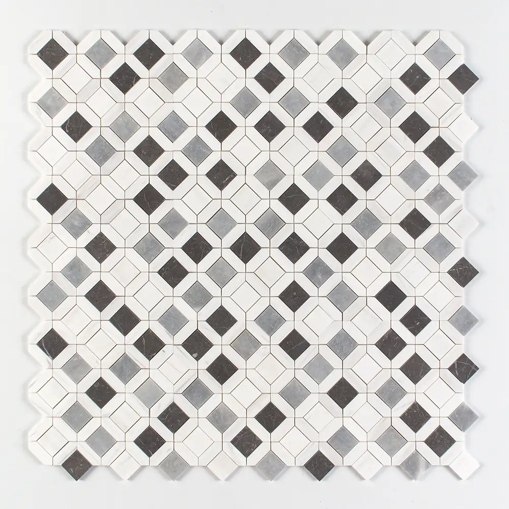 Tessa Louna Mosaic 13-7/8X14 Allure Iris Black Bianco Dolomiti Honed