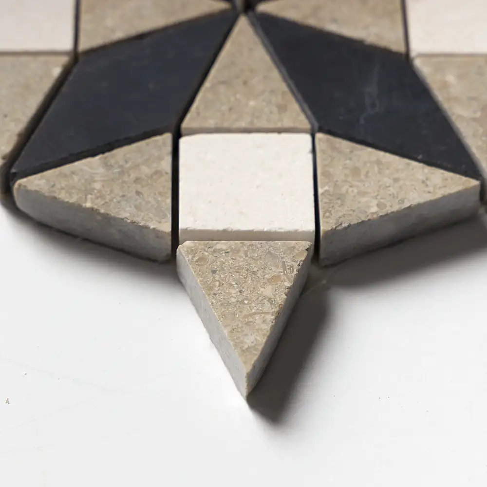 Tessa Ghaya Mosaic 12-5/8X12-5/8 Black Champagne Olive Green Honed - Image 4