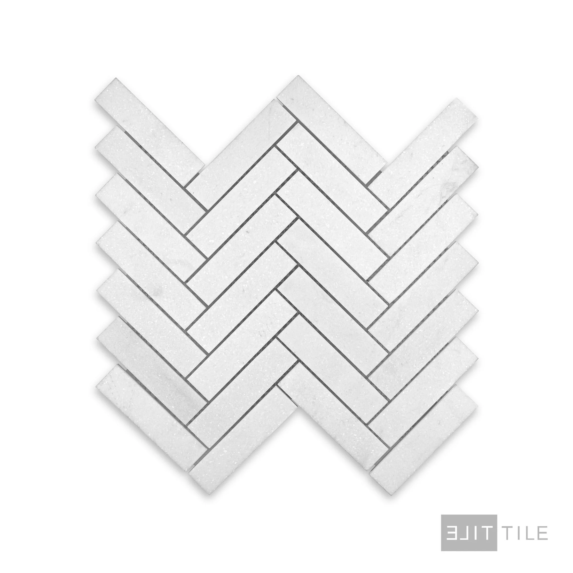 Thassos White Marble 1X4 Herringbone Honed Mosaic - Image 3