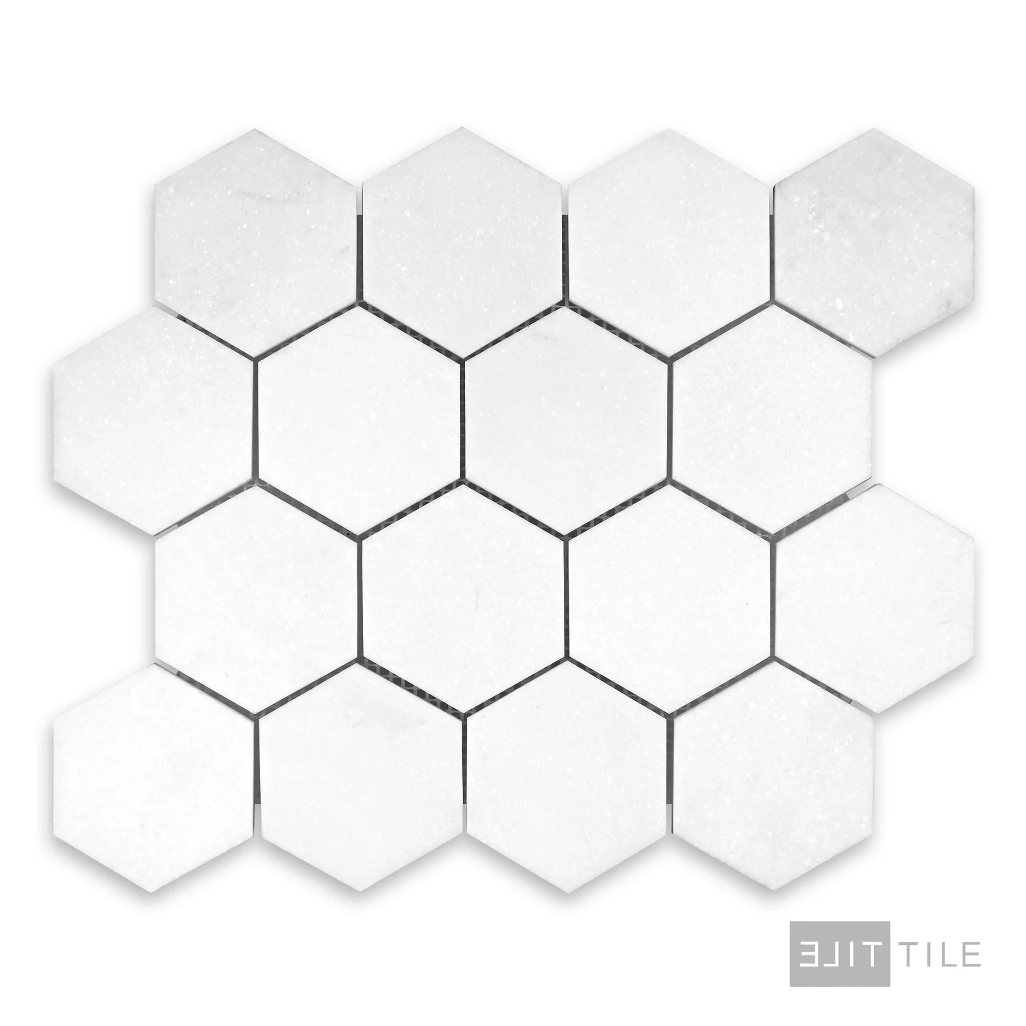 Thassos White Marble 3" Hexagon Honed Mosaic - Image 2