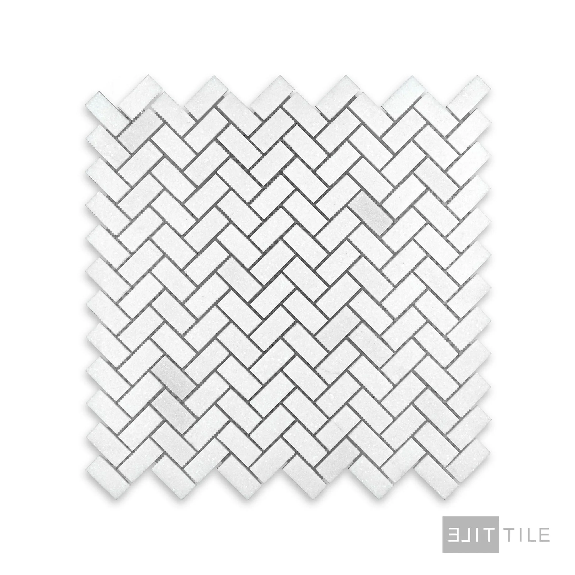 Thassos White Marble 5/8X1-1/4 Herringbone Honed Mosaic - Image 2