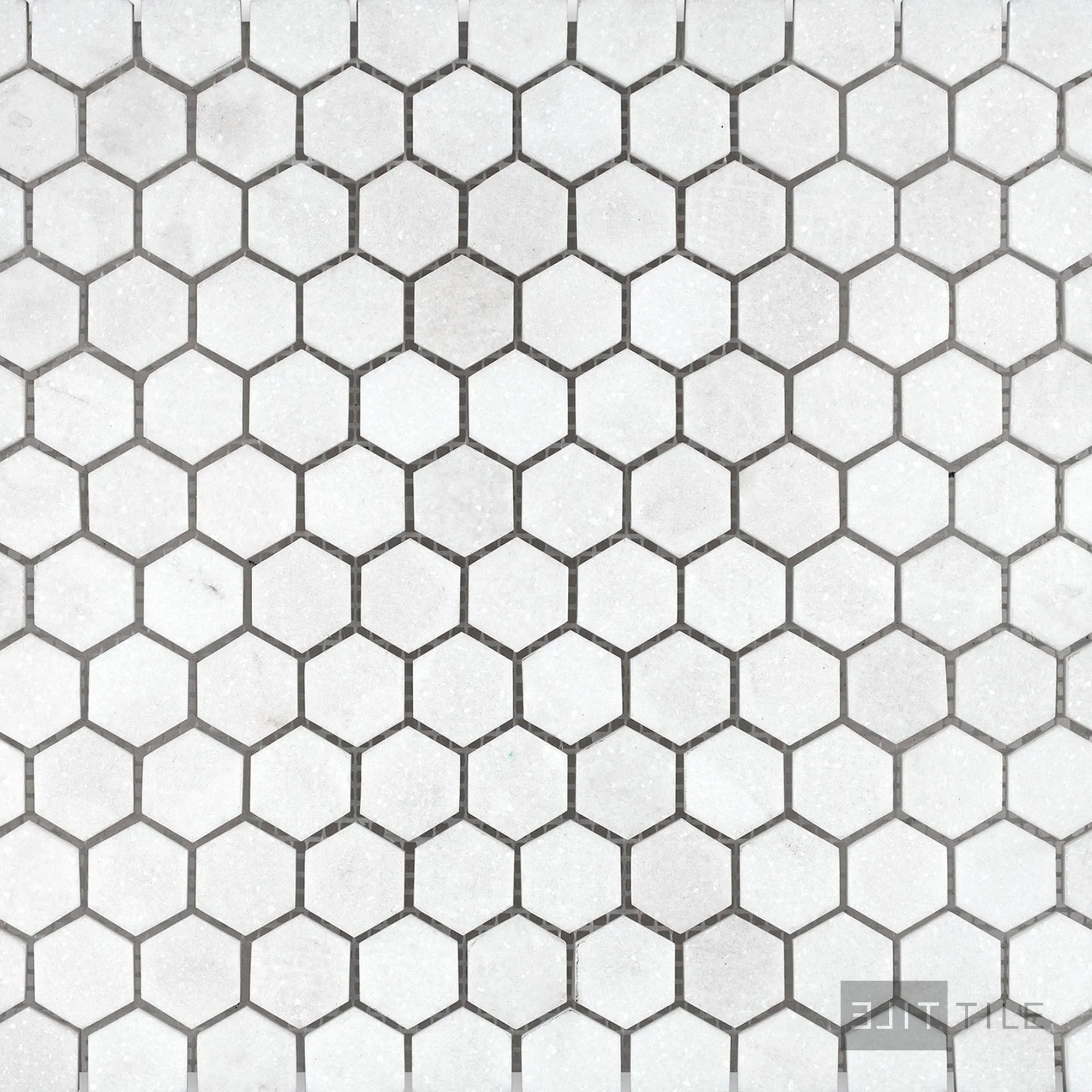 Thassos White Marble 1" Hexagon Honed Mosaic