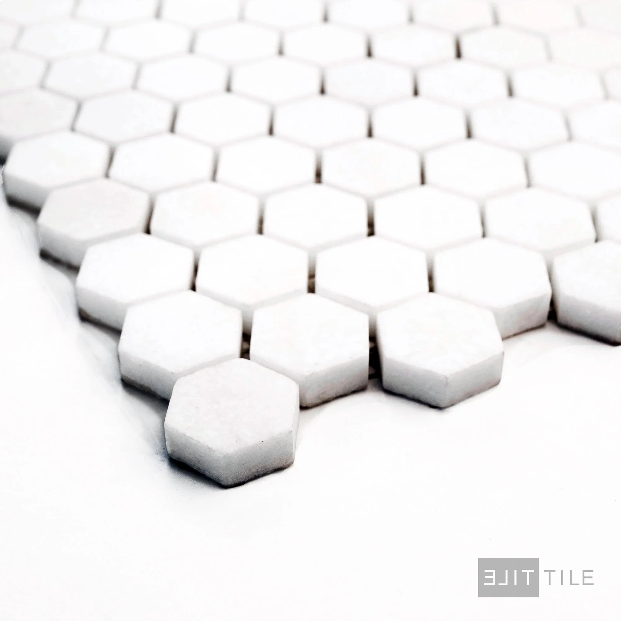 Thassos White Marble 1" Hexagon Honed Mosaic - Image 3