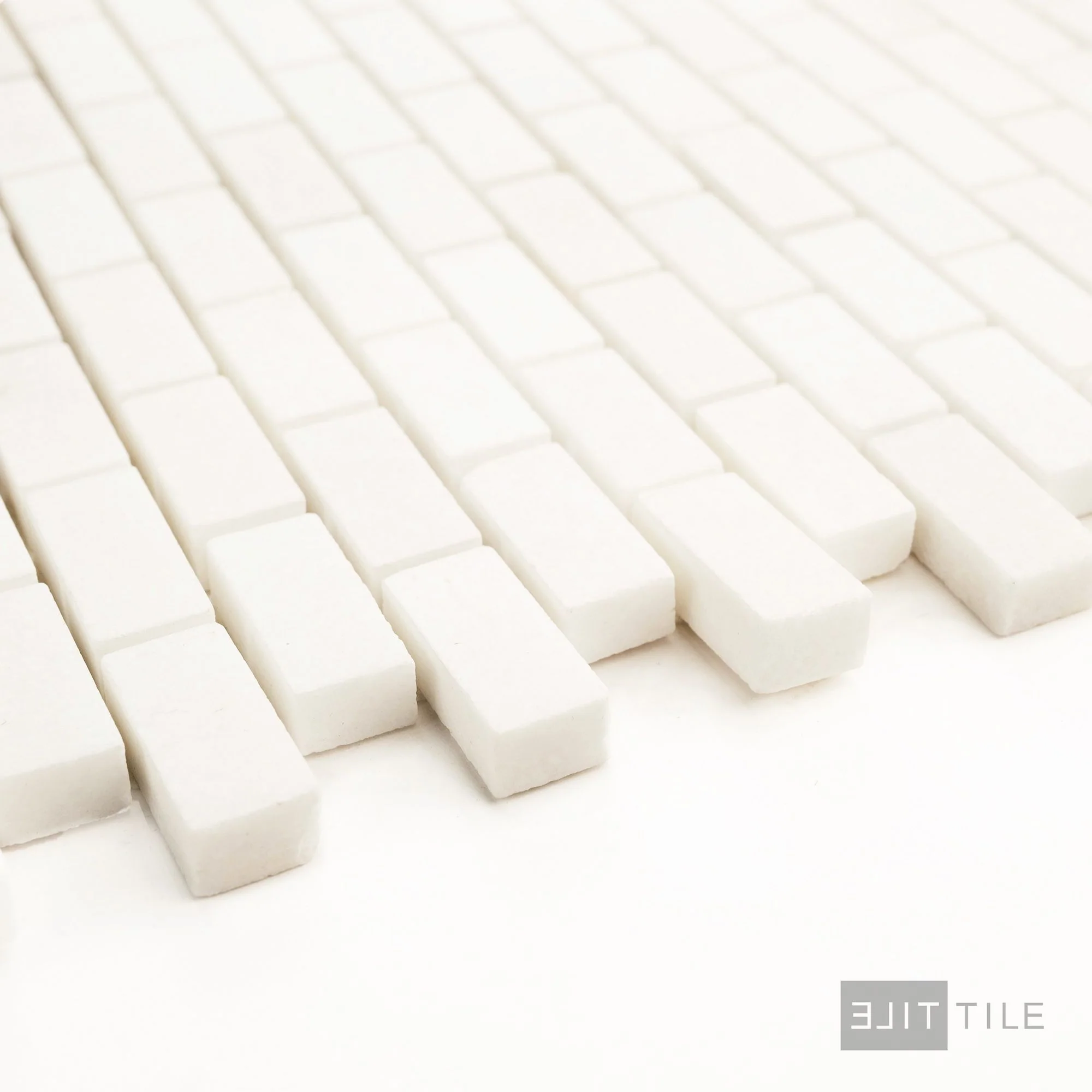 Thassos White Marble 5/8X1-1/4 Brick Honed Mosaic - Image 3