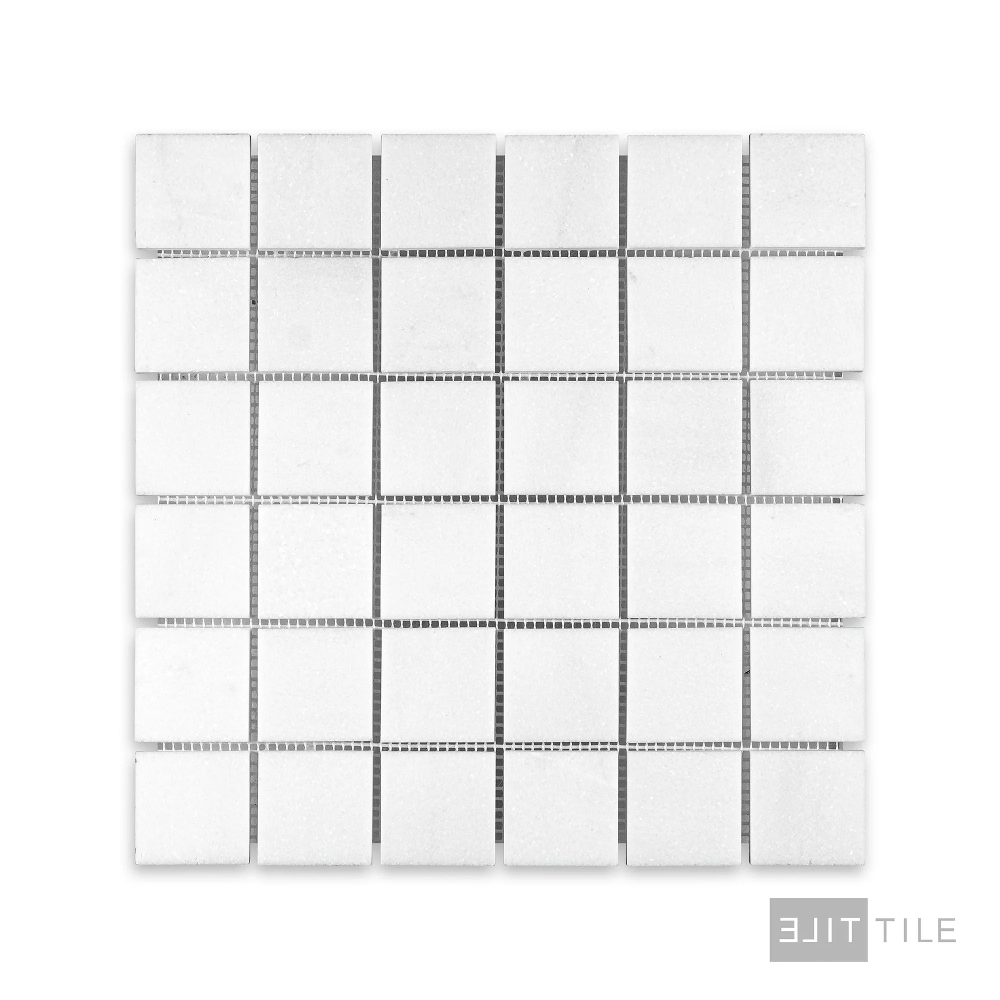 Thassos White Marble 2" Square Honed Mosaic - Image 2