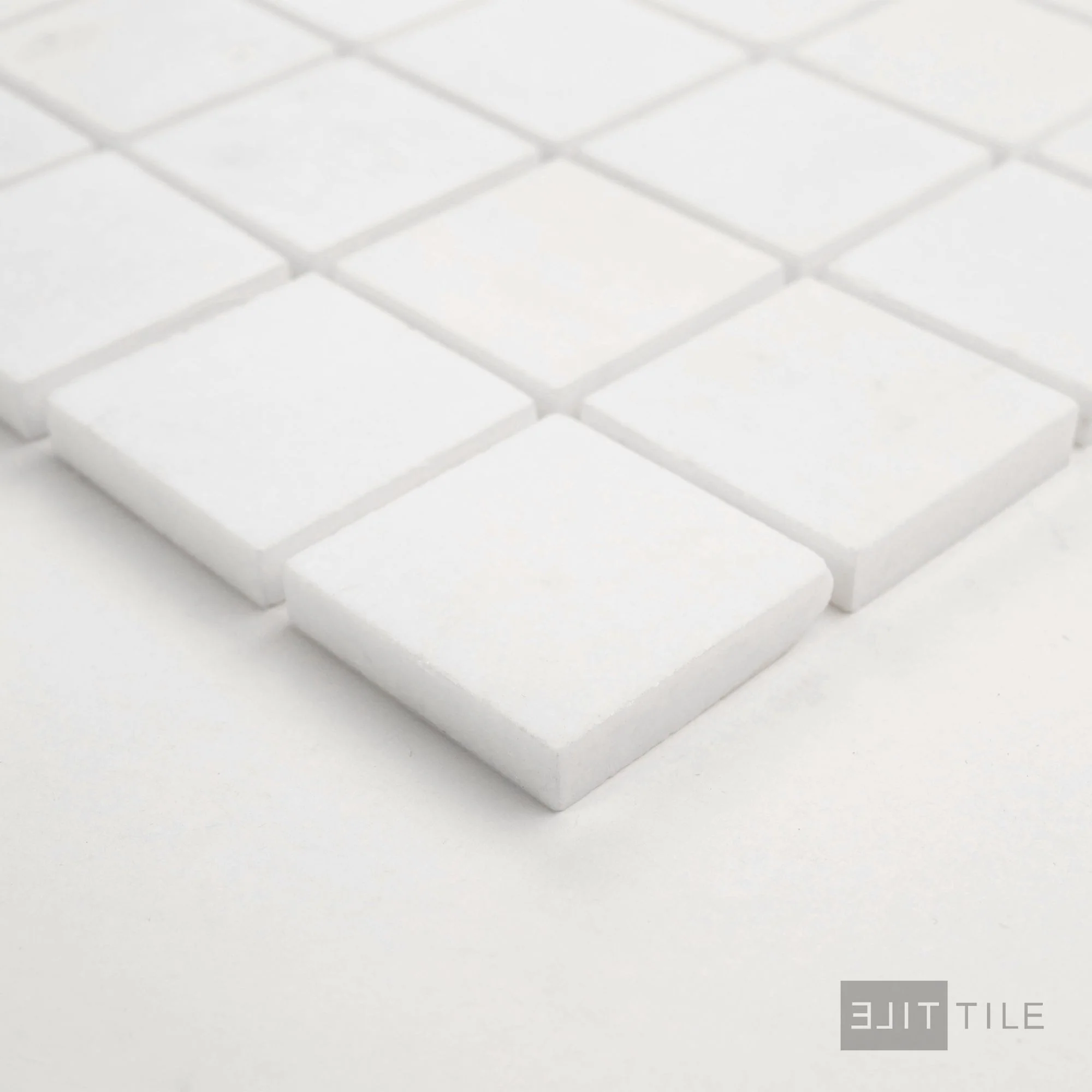 Thassos White Marble 2" Square Honed Mosaic - Image 3