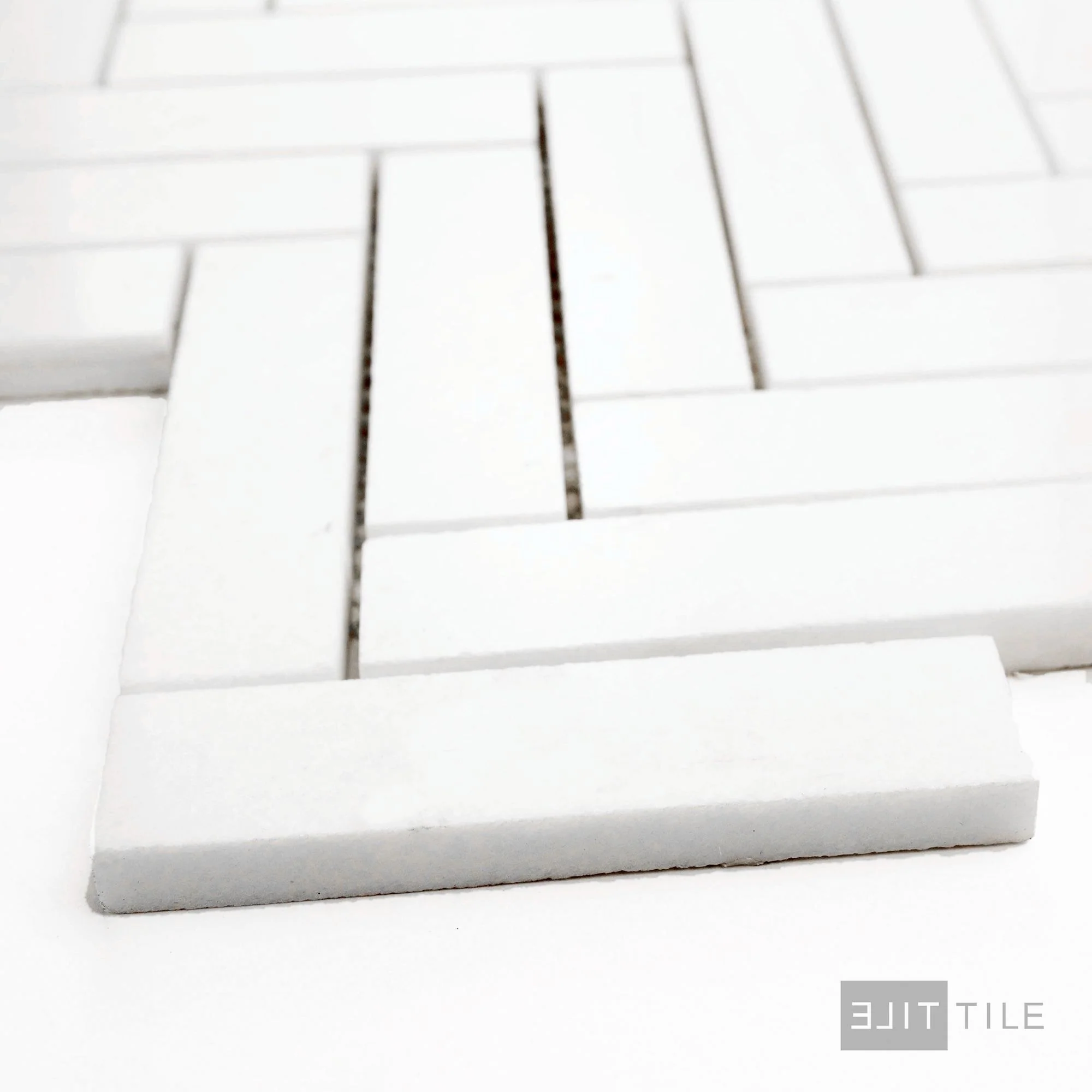 Thassos White Marble 1X4 Herringbone Polished Mosaic - Image 3