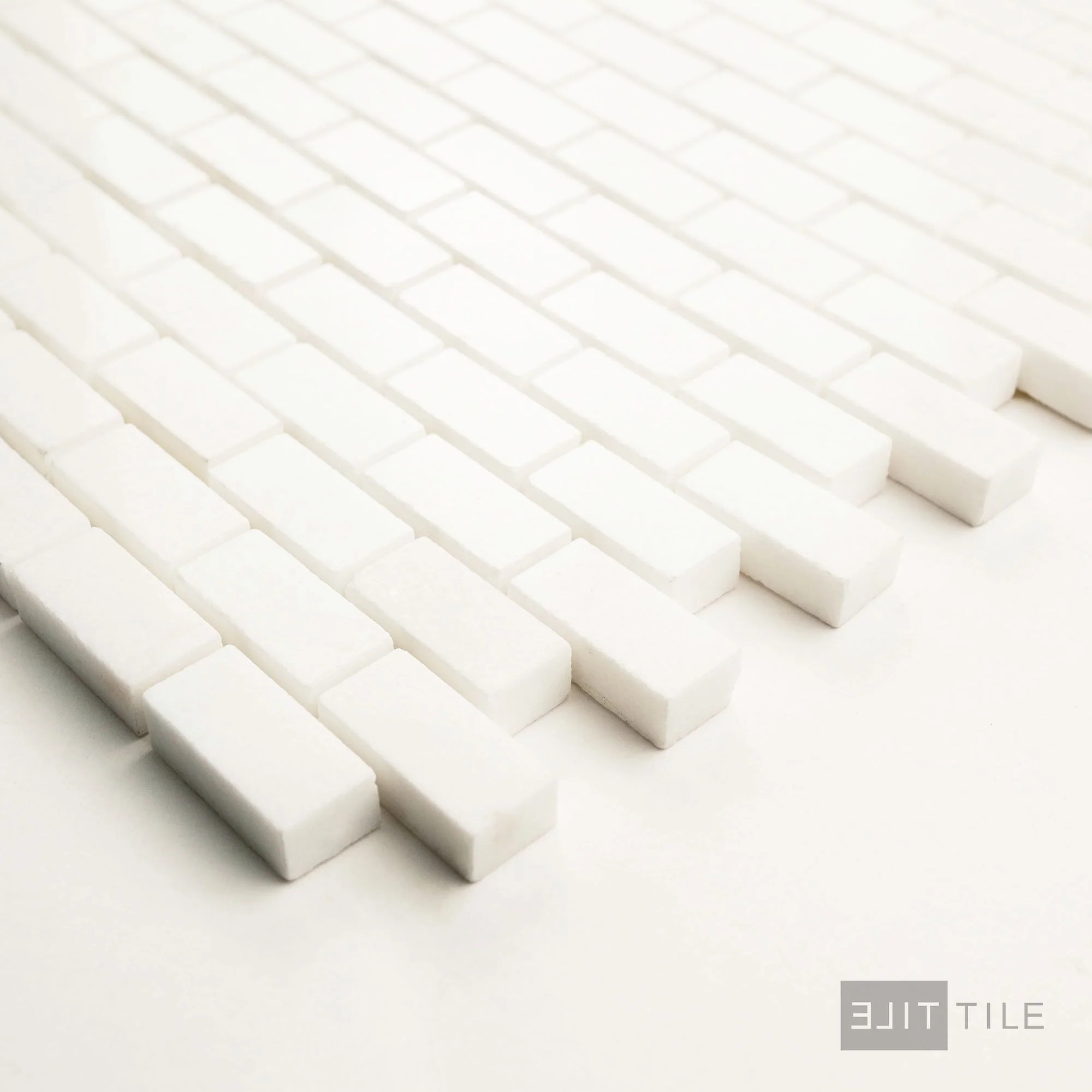Thassos White Marble 5/8X1-1/4 Brick Polished Mosaic - Image 2