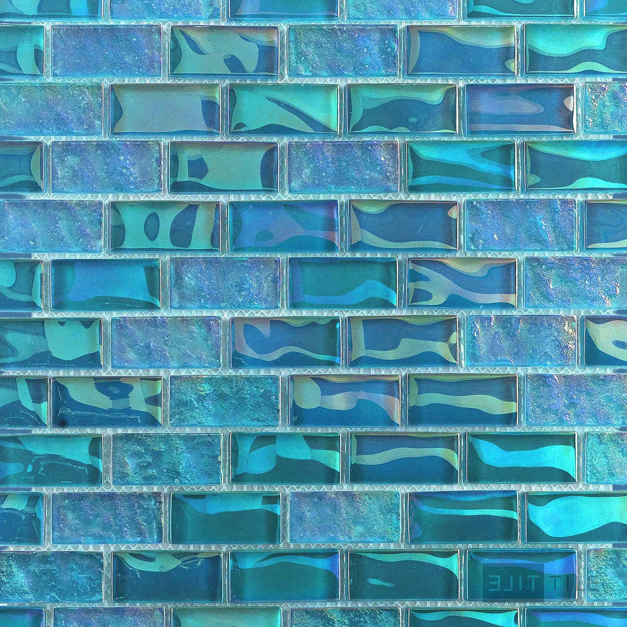 Vidrofina Iridescent 1X2 Glass Ocean Blue