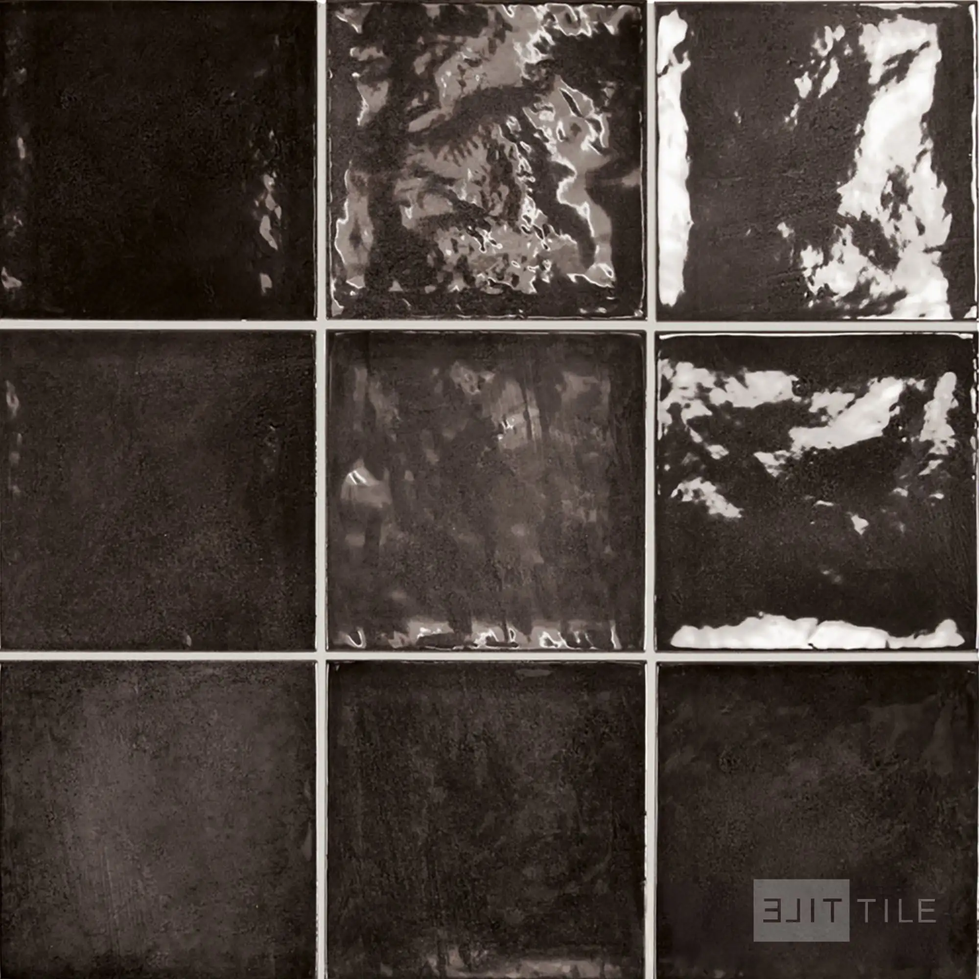 Village Ceramic Field Tile 5X5 Black Glossy