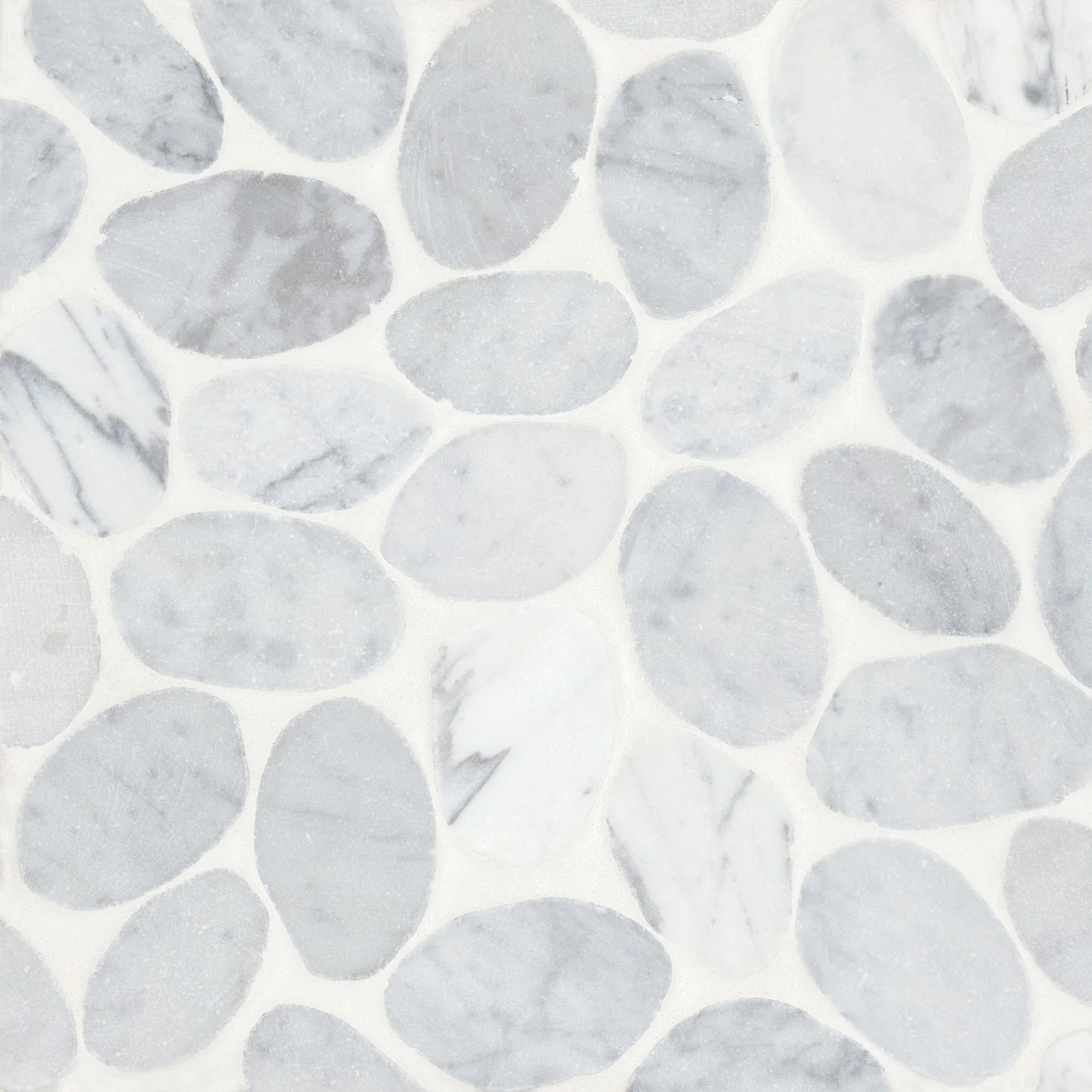 Waterbrook Jumbo Tumbled Pebble Stone Mosaic 12X12 White Carrara