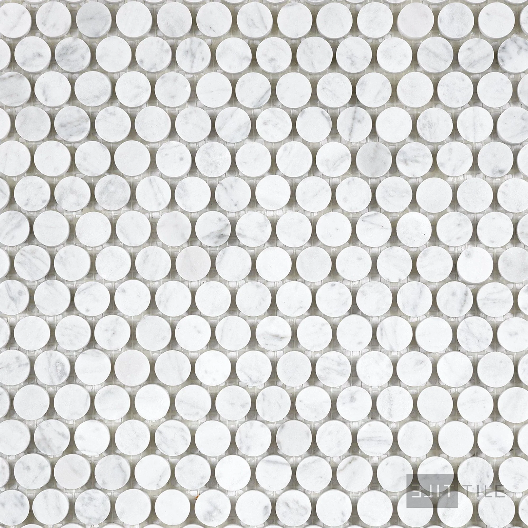 White Carrara Marble Penny Round Honed Mosaic