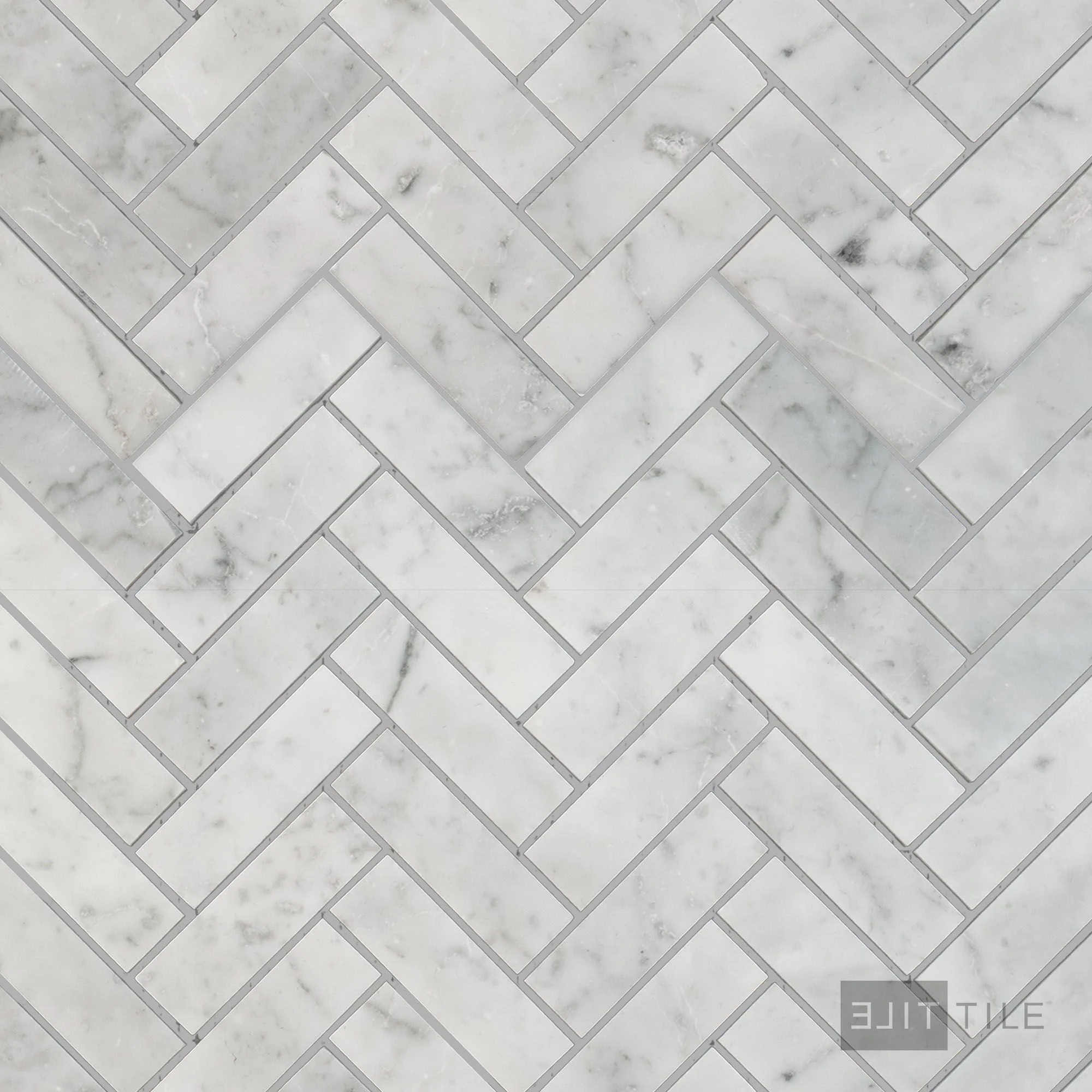White Carrara Marble 1X3 Herringbone Honed Mosaic