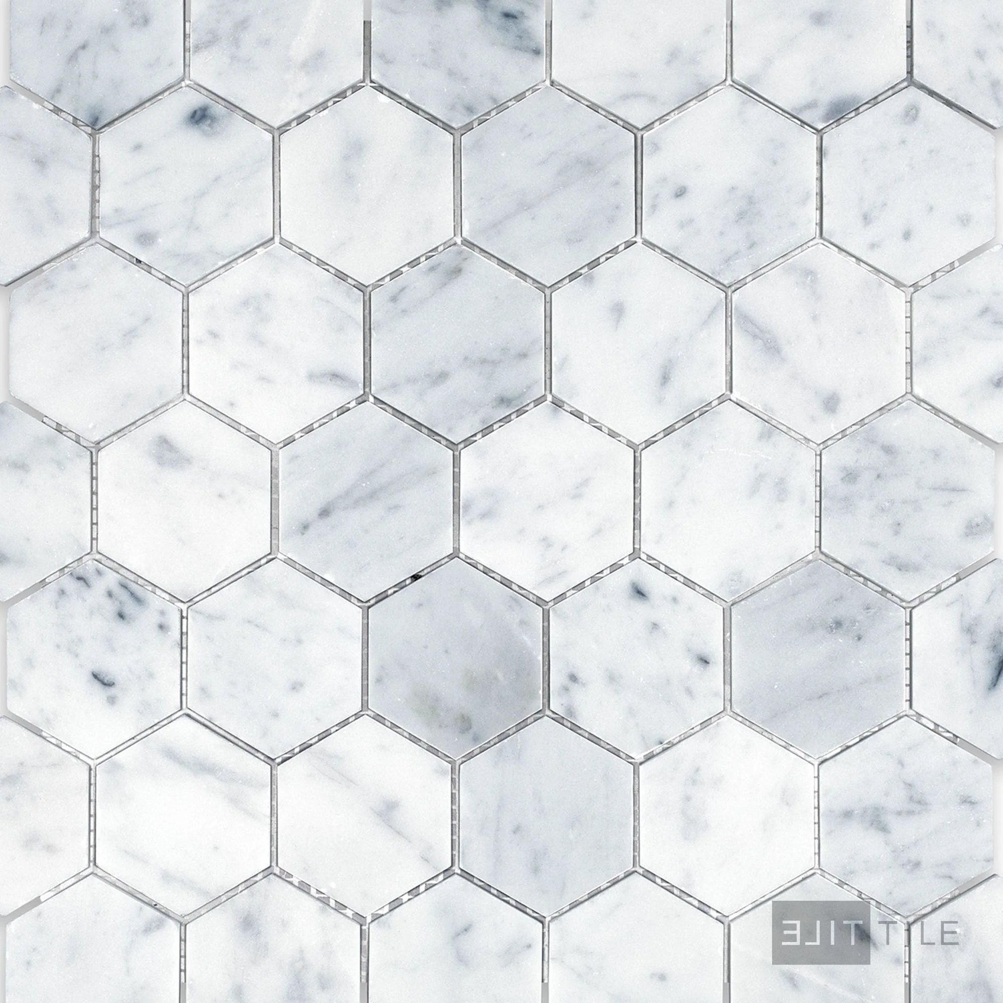 White Carrara Marble 2" Hexagon Honed Mosaic
